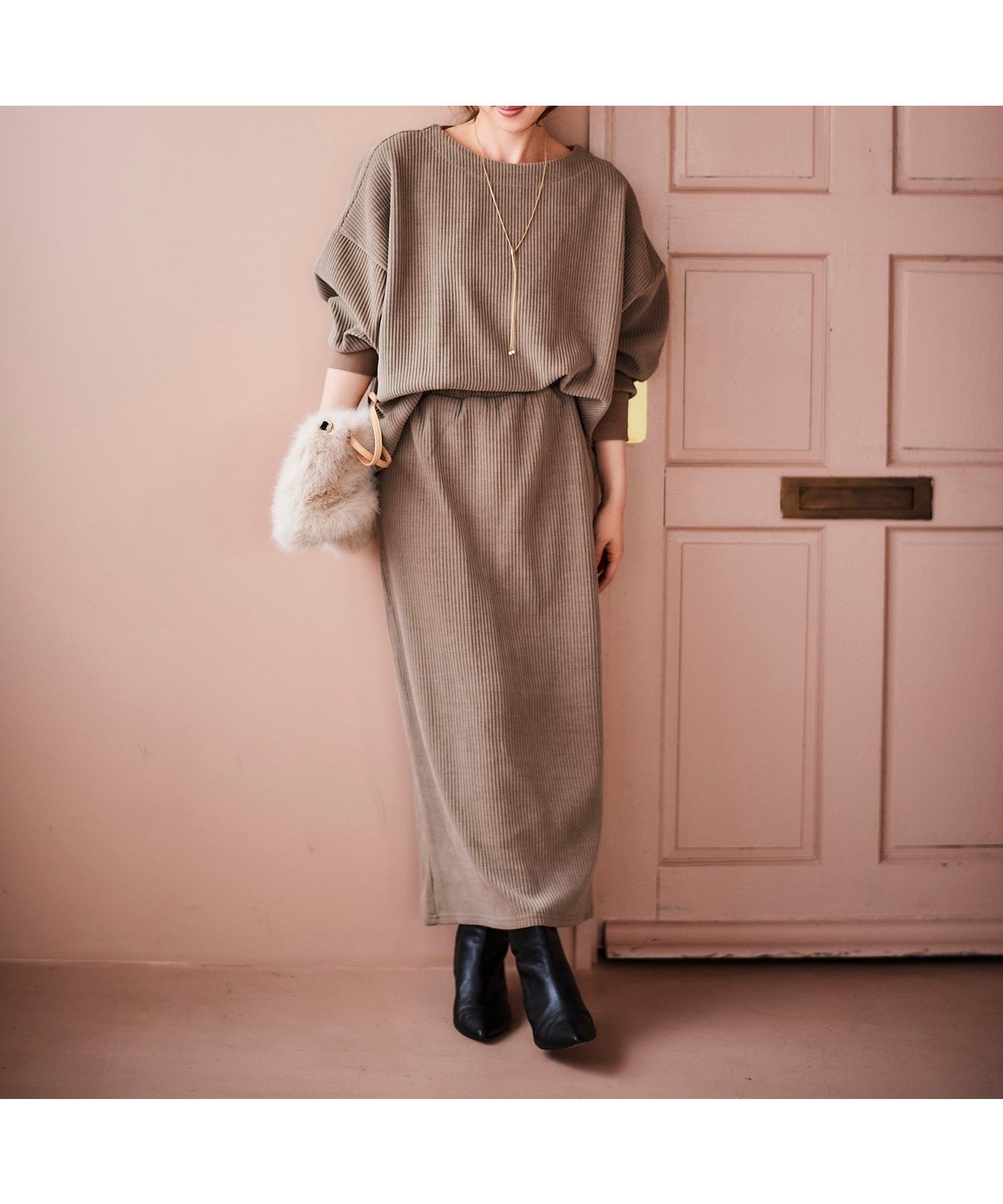 【ルクールブラン/le.coeur blanc】のカットコーデュロイプルオーバー スカートセット インテリア・キッズ・メンズ・レディースファッション・服の通販 founy(ファニー) 　ファッション　Fashion　レディースファッション　Fashion for Women　スカート　Skirts　ウェーブ　Wavy Pattern　秋　Autumn　コーデュロイ　Corduroy, Cord Fabric　セットアップ　Set-Up, Coordinated Outfit　バランス　Balance, Style Balance　リラックス　Relax, Relaxed Fit　冬　Winter / This Winter　おすすめ　Recommended / Our Picks　モカ|ID: prp329100004774923 ipo3291000000034610092