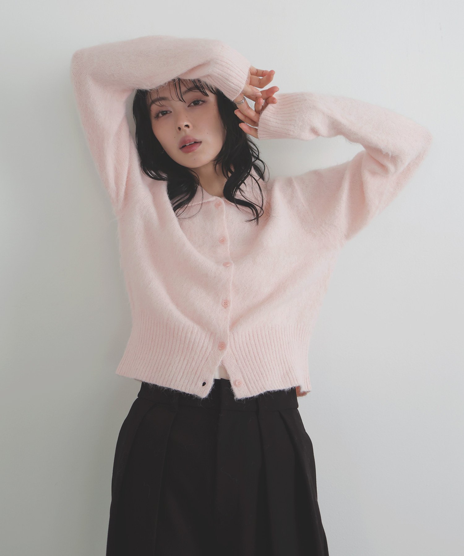 【リアン/Lian】のシャギーポロニットカーディガン インテリア・キッズ・メンズ・レディースファッション・服の通販 founy(ファニー) 　ファッション　Fashion　レディースファッション　Fashion for Women　トップス・カットソー　Cut & Sew Tops　ニット　Knit Tops & Sweaters　カーディガン・羽織り　Layered Style Cardigans　カーディガン　Cardigan, Knitwear　フェザー　Feather, Feather Detail　ピンク|ID: prp329100004774955 ipo3291000000034689464