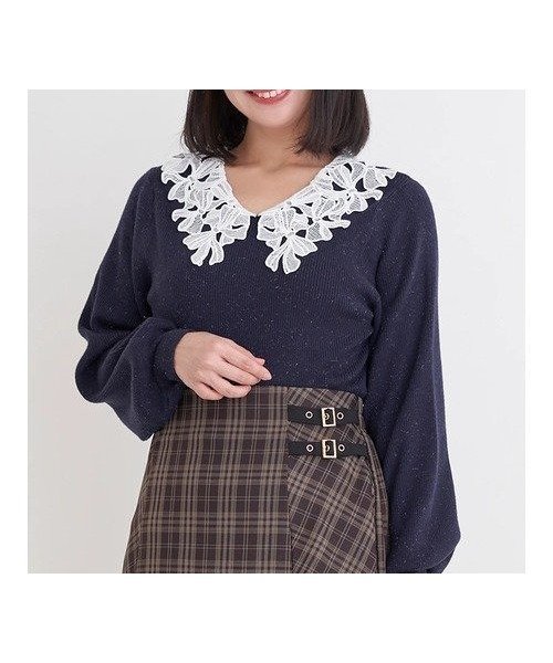 【ジェイ アンド シュプール/Re J&SUPURE】のレース襟ニットトップス 人気、トレンドファッション・服の通販 founy(ファニー) ファッション Fashion レディースファッション Fashion for Women トップス・カットソー Cut & Sew Tops ニット Knit Tops & Sweaters フェミニン Feminine, Girly フレア Flare, Flared モチーフ Motif, Design Theme リブニット Rib Knit, Ribbed Knit リボン Ribbon, Bow レース Lace, Lace Fabric ワイド Wide, Wide Fit おすすめ Recommended / Our Picks エレガント 上品 Elegant ビジネス 仕事 通勤 Business / Work / Commuting other-1|ID: prp329100004774986 ipo3291000000034611016