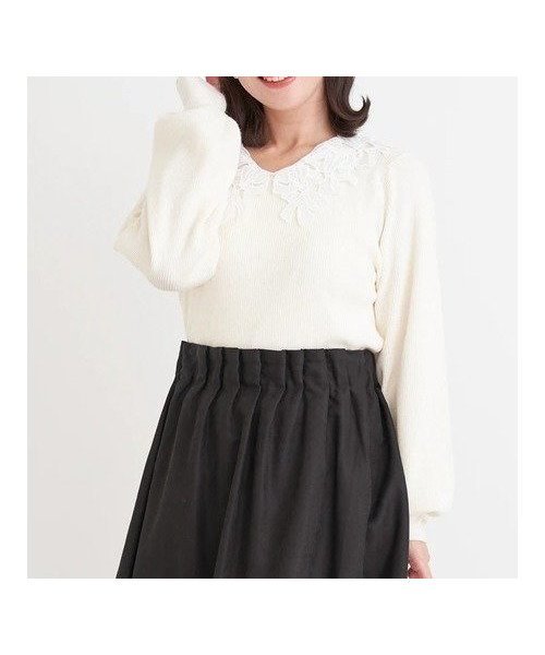 【ジェイ アンド シュプール/Re J&SUPURE】のレース襟ニットトップス インテリア・キッズ・メンズ・レディースファッション・服の通販 founy(ファニー) ファッション Fashion レディースファッション Fashion for Women トップス・カットソー Cut & Sew Tops ニット Knit Tops & Sweaters フェミニン Feminine, Girly フレア Flare, Flared モチーフ Motif, Design Theme リブニット Rib Knit, Ribbed Knit リボン Ribbon, Bow レース Lace, Lace Fabric ワイド Wide, Wide Fit おすすめ Recommended / Our Picks エレガント 上品 Elegant ビジネス 仕事 通勤 Business / Work / Commuting オフホワイト|ID: prp329100004774986 ipo3291000000034611019