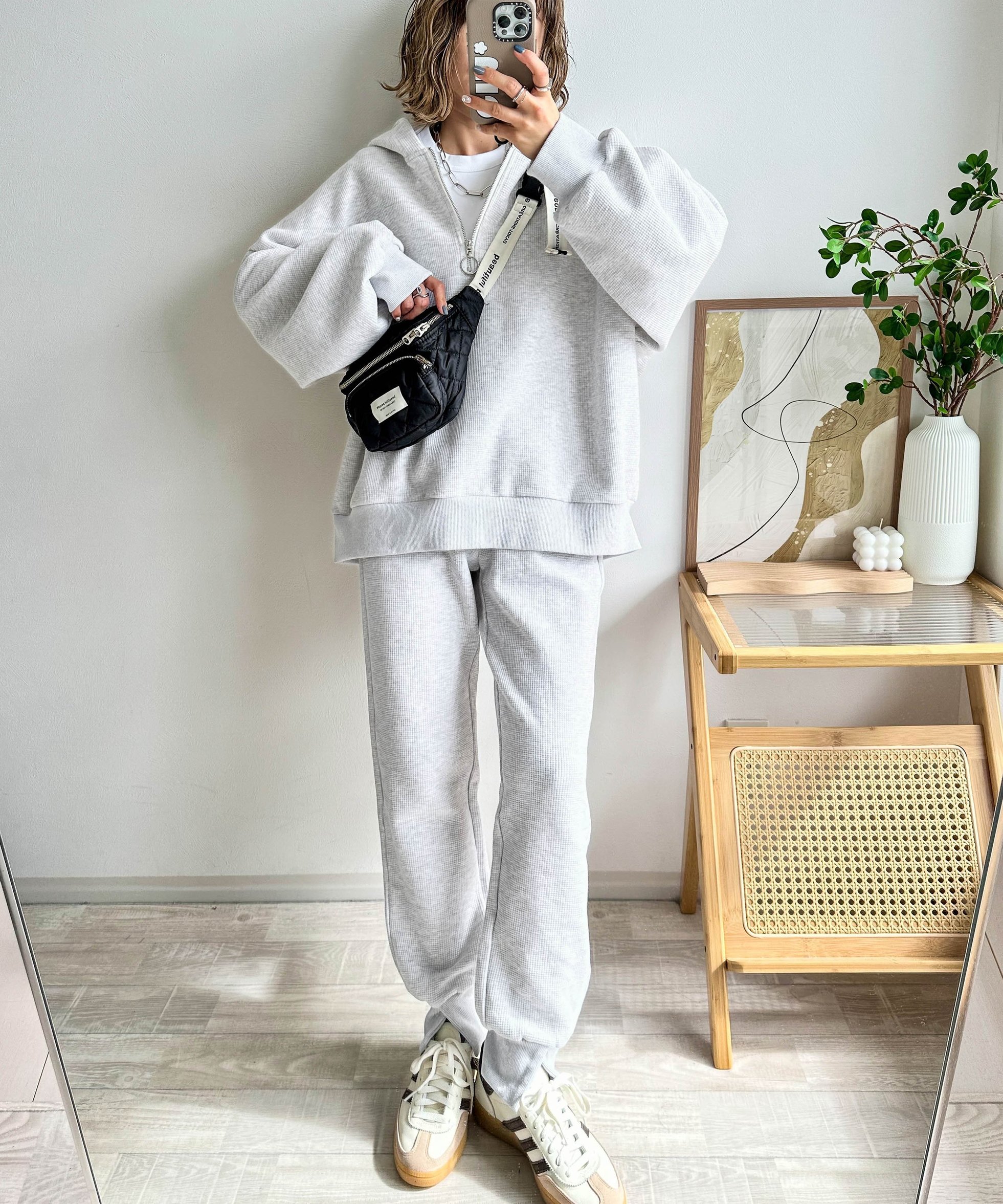 【ラジュール/Lajour】のワッフルハーフジップ セットアップ インテリア・キッズ・メンズ・レディースファッション・服の通販 founy(ファニー) 　ファッション　Fashion　レディースファッション　Fashion for Women　セットアップ　Matching Sets　シンプル　Simple, Minimal　セットアップ　Set-Up, Coordinated Outfit　トレンド　Trend, Trending Now　ルーズ　Loose, Oversized　ワッフル　Waffle, Waffle Knit　ライトグレー|ID: prp329100004775031 ipo3291000000034611396