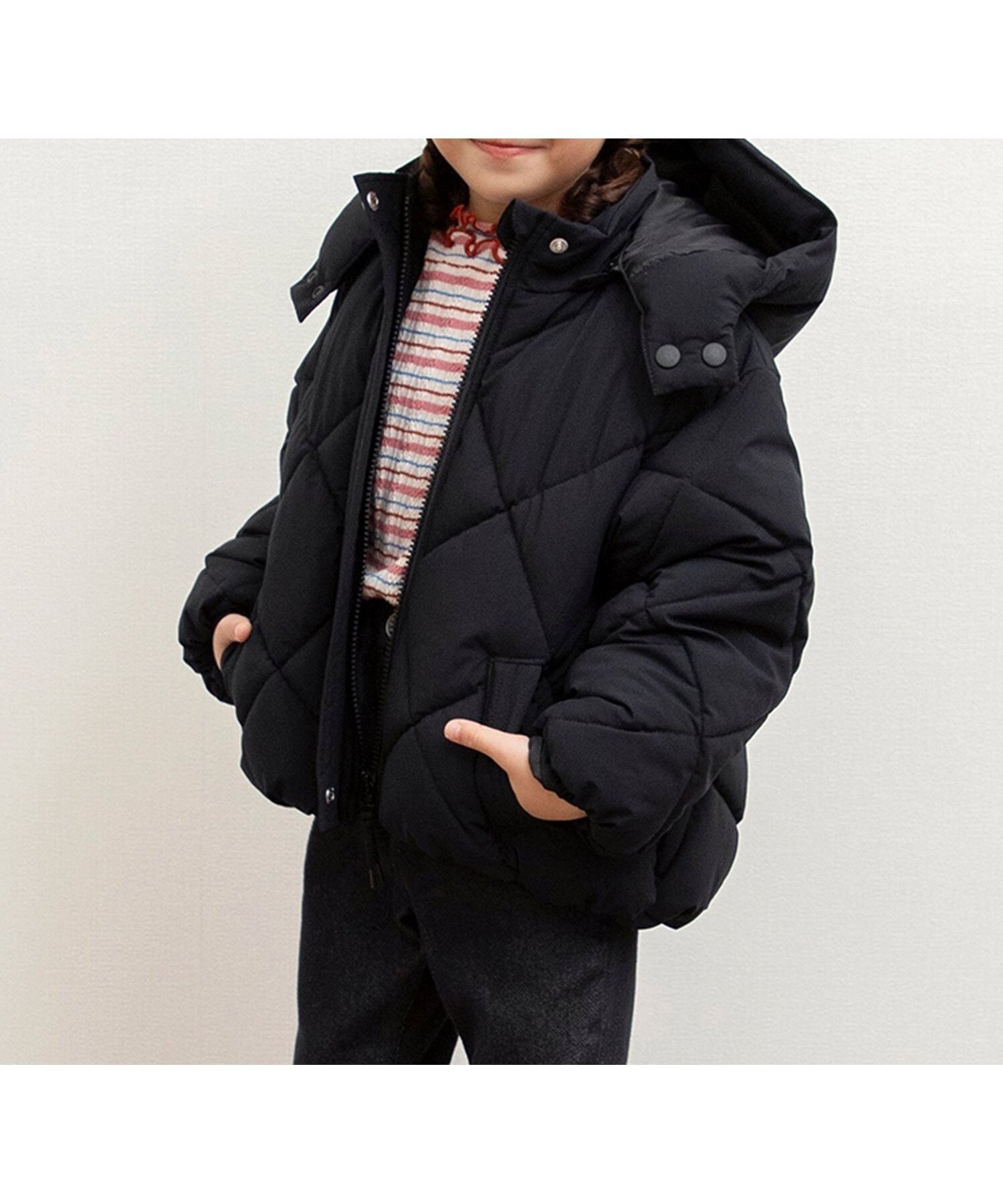 【エフオー オンラインストア/F.O.Online Store / KIDS】のパファージャケット_マシンウォッシャブル インテリア・キッズ・メンズ・レディースファッション・服の通販 founy(ファニー) 　ファッション　Fashion　キッズファッション　Fashion for Kids　ジャケット　Jacket, Outerwear　ブルゾン　Blouson, Bomber Jacket　人気　Popular, Best Seller　ブラック|ID: prp329100004775098 ipo3291000000034612196