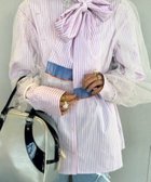 【チャオパニックティピー/CIAOPANIC TYPY】の【HELLO.SANFRANCISCO】【momo企画】ストライプ2wayボウタ 人気、トレンドファッション・服の通販 founy(ファニー) ファッション Fashion レディースファッション Fashion for Women イエロー Yellow シンプル Simple, Minimal スウェット / スエット Sweatshirt, Sweatwear ストライプ Stripe, Striped Pattern スラックス Slacks, Dress Pants デニム Denim, Jeans Material パープル Purple, Violet リボン Ribbon, Bow おすすめ Recommended / Our Picks thumbnail ピンク|ID: prp329100004775197 ipo3291000000034613256