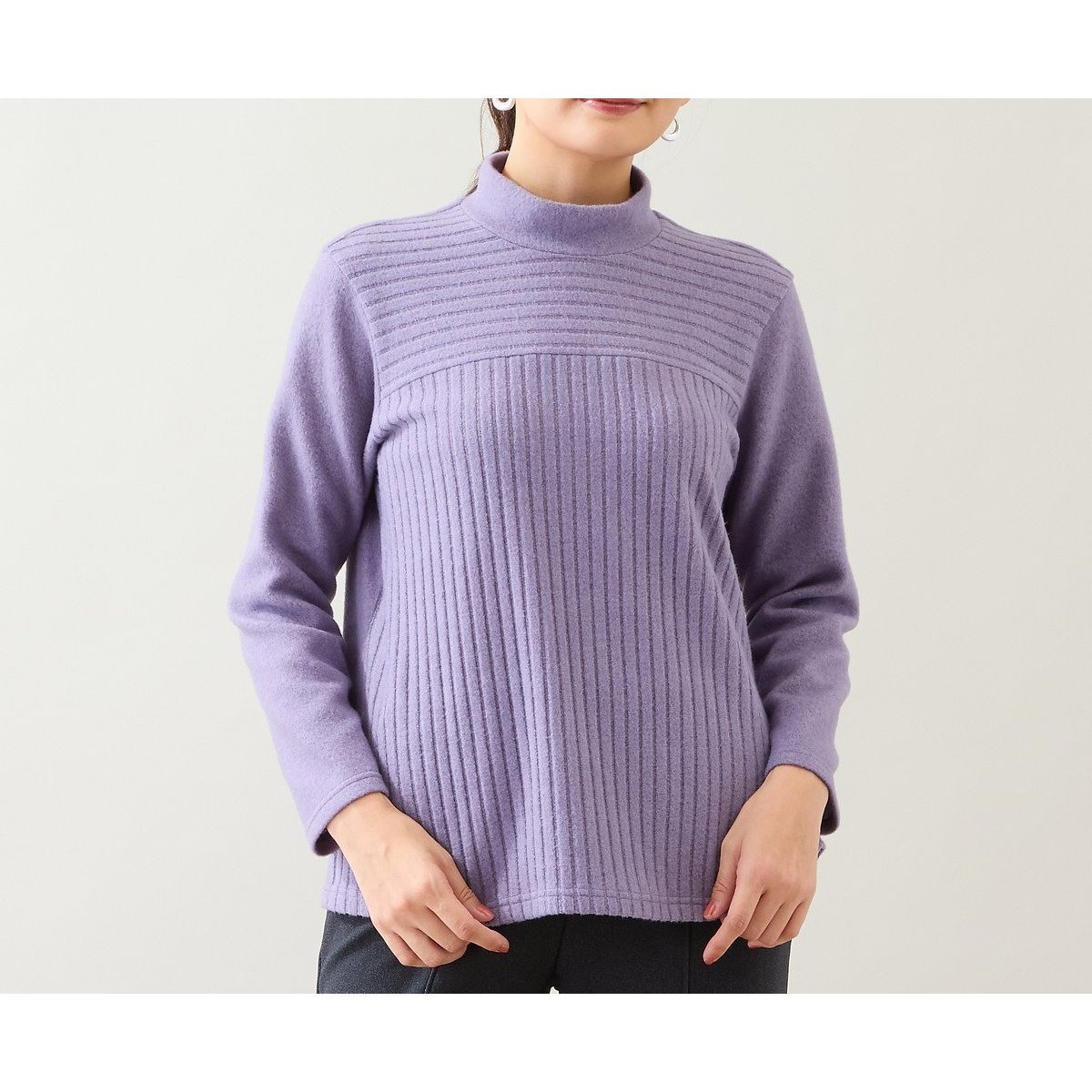 【ロブジェ/LOBJIE】の【洗える・日本製・アンサンブル可】起毛リブカットソー インテリア・キッズ・メンズ・レディースファッション・服の通販 founy(ファニー) 　ファッション　Fashion　レディースファッション　Fashion for Women　トップス・カットソー　Cut & Sew Tops　アンサンブルニット　Knit Ensembles & Twin Sets　カットソー・ベーシックTシャツ　Cut-and-Sewn Tops / Stretch Tees & Basics　アンサンブル　Ensemble Set　インナー　Innerwear　洗える　Machine Washable　カットソー　Cut and Sewn Top　カーディガン　Cardigan, Knitwear　トレンド　Trend, Trending Now　人気　Popular, Best Seller　長袖　Long Sleeve, Full Sleeve　フェミニン　Feminine, Girly　フラット　Flat, Flat Shoes　フロント　Front, Front Design　ベスト　Vest, Waistcoat　ボトム　Bottoms, Lower Wear　無地　Plain, Solid Color　ヨーク　Yoke, Yoke Design　冬　Winter / This Winter　おすすめ　Recommended / Our Picks　日本製　Made In Japan　バイオレット|ID: prp329100004775341 ipo3291000000034614800