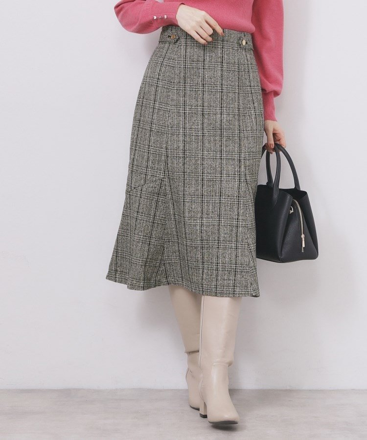 【インデックス/INDEX】のマーメイドフレアスカート【洗濯機OK/防シワ】 インテリア・キッズ・メンズ・レディースファッション・服の通販 founy(ファニー) 　ファッション　Fashion　レディースファッション　Fashion for Women　スカート　Skirts　Aライン・フレアスカート　A-Line & Flared Skirts　スタイリッシュ　Stylish, Fashionable　スマート　Smart, Elegant　チェック　Check, Plaid, Tartan　ツイード／ツィード　Choker, Choker Necklace　トレンド　Trend, Trending Now　フェミニン　Feminine, Girly　フレア　Flare, Flared　ポケット　Pocket, Pocket Detail　無地　Plain, Solid Color　エレガント 上品　Elegant　ブラック|ID: prp329100004775799 ipo3291000000034621032