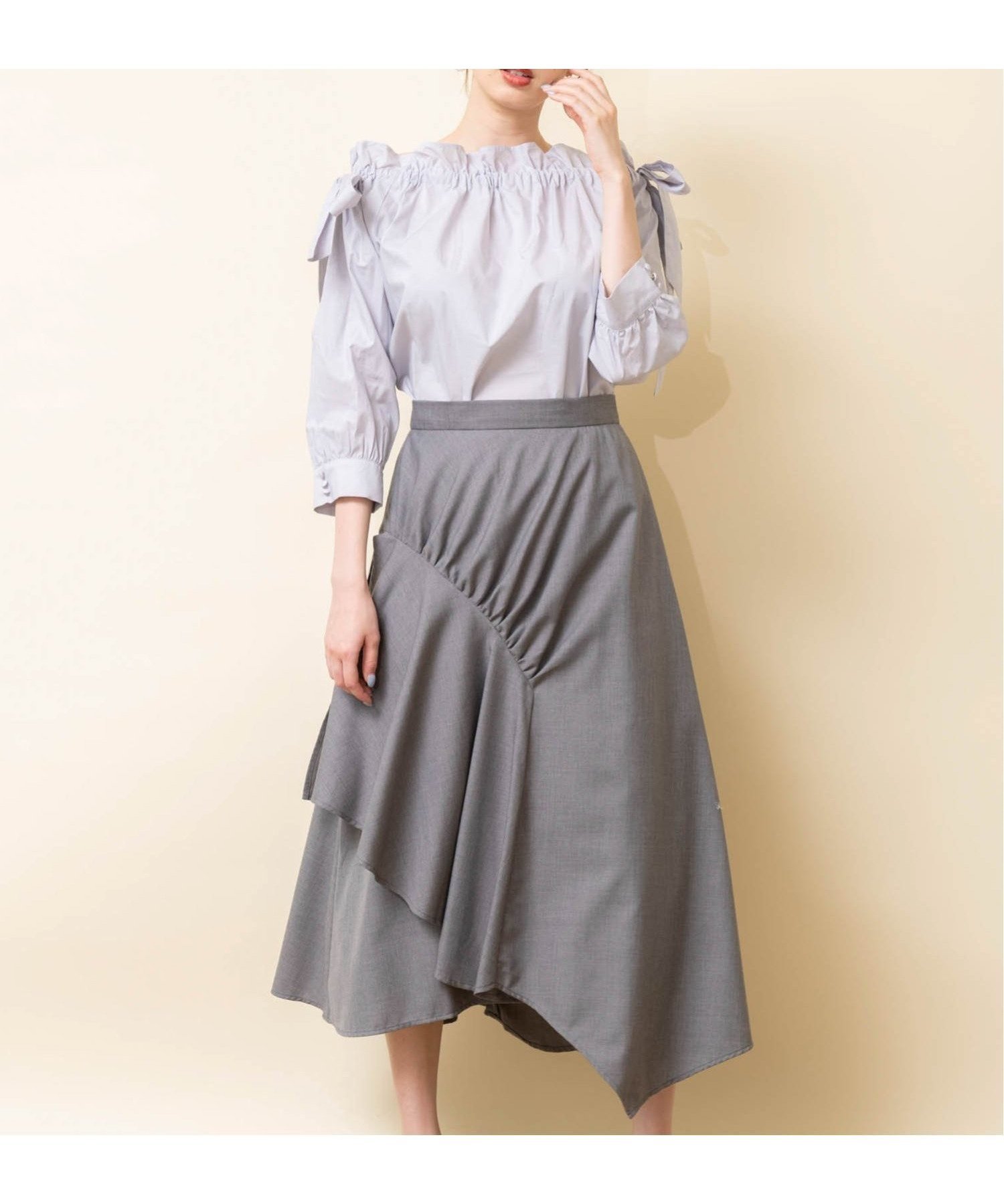 【ノエラ/Noela】のギャザーデザインスカート 人気、トレンドファッション・服の通販 founy(ファニー) 　ファッション　Fashion　レディースファッション　Fashion for Women　スカート　Skirts　イレヘム　Irregular Hemline　ギャザー　Gathered, Ruffled　ストライプ　Stripe, Striped Pattern　トレンド　Trend, Trending Now　フロント　Front, Front Design　ポケット　Pocket, Pocket Detail　無地　Plain, Solid Color　 other-1|ID: prp329100004775802 ipo3291000000034621063