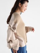 【ヴァン/Vin】の異素材切り替えデザインスリーブプルオーバー 人気、トレンドファッション・服の通販 founy(ファニー) ファッション Fashion レディースファッション Fashion for Women トップス・カットソー Cut & Sew Tops カジュアルプルオーバー・ニットトップス Pullovers & Knit Tops / Casual Pullovers アシンメトリー Asymmetrical Style スウェット / スエット Sweatshirt, Sweatwear スリーブ Sleeve, Long Sleeve / Short Sleeve ドッキング Docking, Mixed Material リボン Ribbon, Bow ワイド Wide, Wide Fit thumbnail ベージュ|ID: prp329100004775870 ipo3291000000034698544