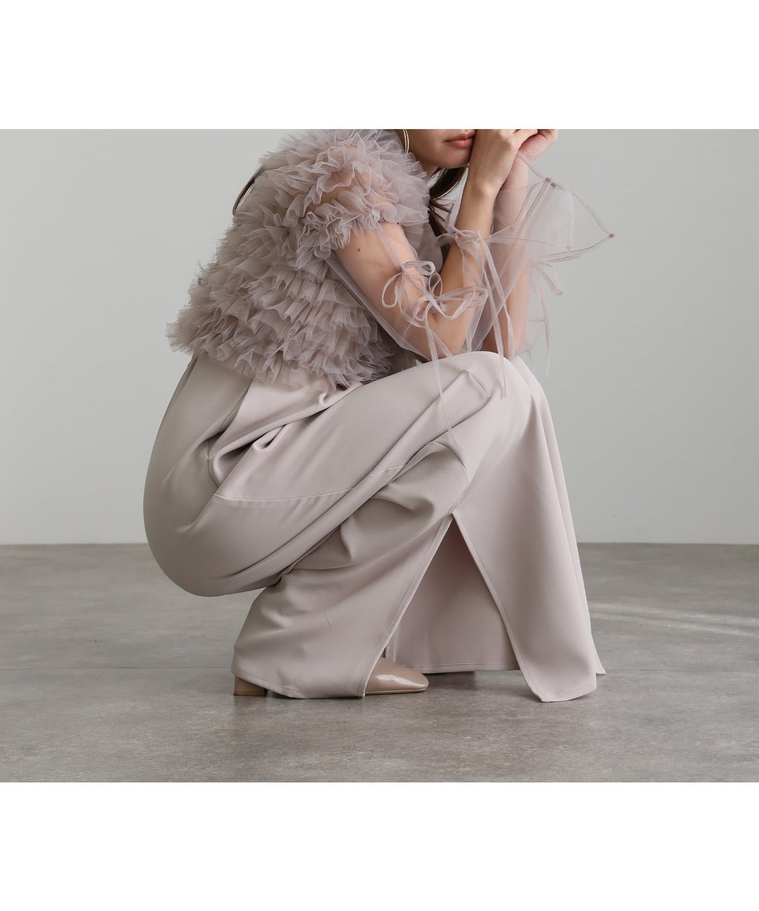 【プールヴー/PourVous】の3点セットフリルボレロパンツドレス インテリア・キッズ・メンズ・レディースファッション・服の通販 founy(ファニー) 　ファッション　Fashion　レディースファッション　Fashion for Women　アウター　Coat / Outerwear Collection　ボレロ・ショート丈ジャケット / ドレス羽織りに　Boleros & Short Jackets　エアリー　Airy Texture　スタイリッシュ　Stylish, Fashionable　スリット　Slit, Slit Detail　チュール　Tulip, Tulip Motif　ドレス　Dress, One-Piece　フリル　Frill, Ruffle　ボレロ　Bolero, Short Cardigan　リボン　Ribbon, Bow　ワイド　Wide, Wide Fit　おすすめ　Recommended / Our Picks　セレモニー　Ceremony　結婚式　Wedding　二次会　After Party　ピンクベージュ|ID: prp329100004775881 ipo3291000000035144432