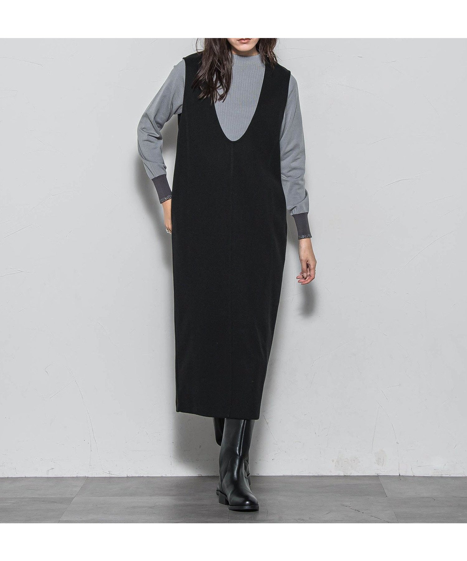 【メイソングレイ/MAYSON GREY】の【楽・美・軽】ー3kg見えIラインワンピース≪手洗い可能≫ インテリア・キッズ・メンズ・レディースファッション・服の通販 founy(ファニー) 　ファッション　Fashion　レディースファッション　Fashion for Women　ワンピース　Dresses　インナー　Innerwear　ウォーム　Warm Fabric　コンパクト　Compact, Small Size　ドレス　Dress, One-Piece　ノースリーブ　Sleeveless, No-Sleeve　バランス　Balance, Style Balance　パターン　Pattern, Design Print　冬　Winter / This Winter　A/W・秋冬　Autumn/Winter　2025年　2025　2025-2026秋冬・A/W　Autumn/Winter 2025–26 AW25–26　ブラック|ID: prp329100004775919 ipo3291000000034621905