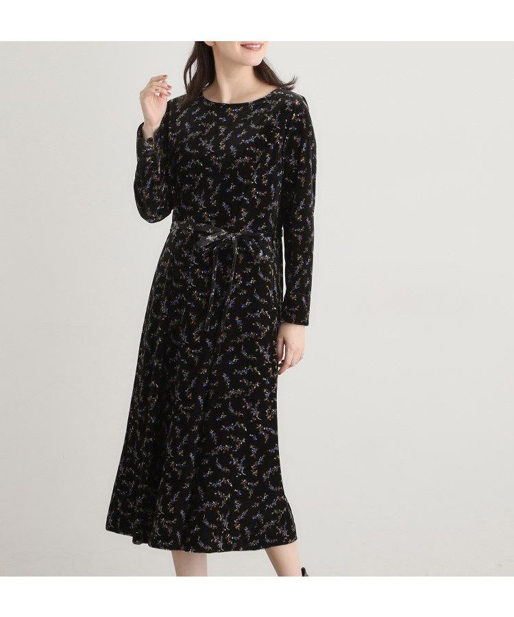 【ローラアシュレイ/LAURA ASHLEY】の【洗える/同柄アイテムあり】エラビー スプリッグ柄ベロアワンピース 人気、トレンドファッション・服の通販 founy(ファニー) 　ファッション　Fashion　レディースファッション　Fashion for Women　ワンピース　Dresses　おすすめ　Recommended / Our Picks　なめらか　Smooth, Silky Texture　エレガント 上品　Elegant　スマート　Smart, Elegant　ベロア　Velour, Soft Velvet　ポケット　Pocket, Pocket Detail　ラグジュアリー　Luxury, Elegant　リボン　Ribbon, Bow　洗える　Machine Washable　 other-1|ID: prp329100004775951 ipo3291000000034938222