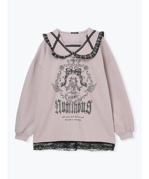 【ノエミ/NOEMIE】のスタッズバックスピンドルセーラーチュニック インテリア・キッズ・メンズ・レディースファッション・服の通販 founy(ファニー) 　ファッション　Fashion　レディースファッション　Fashion for Women　トップス・カットソー　Cut & Sew Tops　グラフィック　Graphic, Graphic Design　チェック　Check, Plaid, Tartan　フリル　Frill, Ruffle　フロント　Front, Front Design　レース　Lace, Lace Fabric　ピンク|ID: prp329100004775962 ipo3291000000034622212