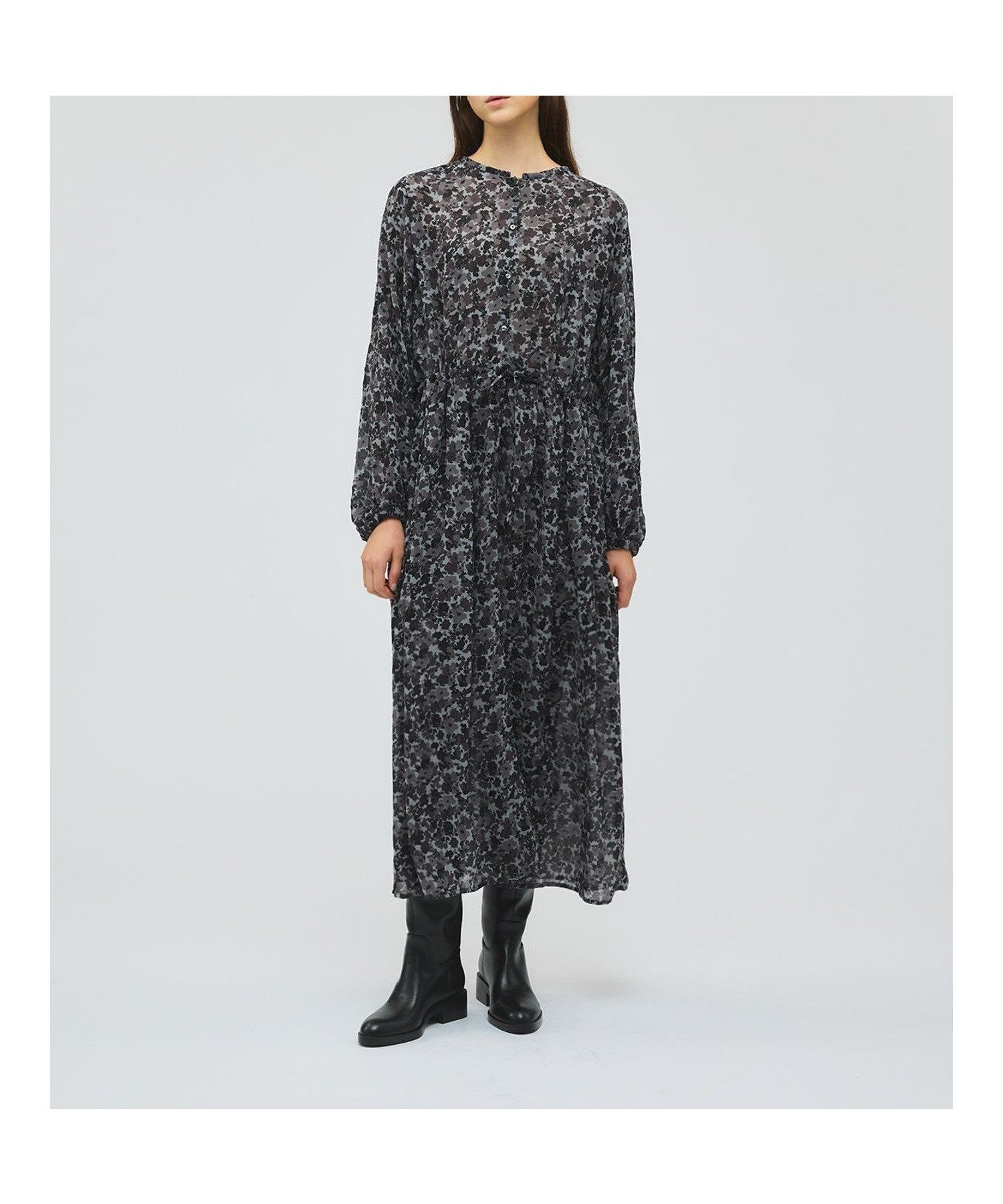 【マーコート/MARcourt】のmizuiro ind フラワープリントシャツワンピース 人気、トレンドファッション・服の通販 founy(ファニー) 　ファッション　Fashion　レディースファッション　Fashion for Women　ワンピース　Dresses　シャツワンピース / 1枚で着映えコーデ　Shirt Dresses　エレガント 上品　Elegant　ジョーゼット　Georgette, Semi-Sheer Fabric　フロント　Front, Front Design　プリント　Print, Printed Pattern　ポケット　Pocket, Pocket Detail　ロング　Long, Long-Length　切替　Switching, Contrast Panel　長袖　Long Sleeve, Full Sleeve　 other-1|ID: prp329100004775969 ipo3291000000035065854