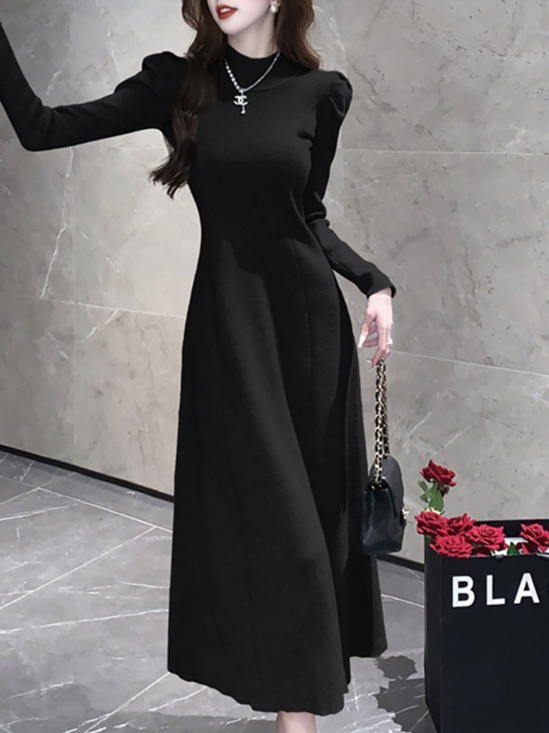 【ドゥーベル/Doux Belle】のハイネックフィットニットワンピース レディース ワンピース インテリア・キッズ・メンズ・レディースファッション・服の通販 founy(ファニー) 　ファッション　Fashion　レディースファッション　Fashion for Women　ワンピース　Dresses　ニットワンピース　Knit Dresses　ハイネック　High Neck, Mock Neck　フィット　Fit, Slim Fit　フレア　Flare, Flared　冬　Winter / This Winter　秋　Autumn　A/W・秋冬　Autumn/Winter　ブラック|ID: prp329100004775974 ipo3291000000035191016