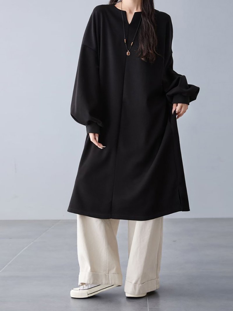 【ドゥーベル/Doux Belle】のギャザー袖チュニックワンピース レディース ワンピース インテリア・キッズ・メンズ・レディースファッション・服の通販 founy(ファニー) ファッション Fashion レディースファッション Fashion for Women ワンピース Dresses チュニック Tunic Tops & Dresses ギャザー Gathered, Ruffled シンプル Simple, Minimal スリット Slit, Slit Detail チュニック Tunic, Long Top フォルム Silhouette, Form ポケット Pocket, Pocket Detail ラウンド Round, Round Neck 冬 Winter / This Winter 秋 Autumn ブラック|ID: prp329100004775976 ipo3291000000034622286