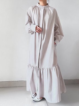 【ドゥーベル/Doux Belle】のラウンドカラーギャザー切り替えワンピース レディース ワンピース 人気、トレンドファッション・服の通販 founy(ファニー) ファッション Fashion レディースファッション Fashion for Women ワンピース Dresses カフス Cuff Design ギャザー Gathered, Ruffled スリット Slit, Slit Detail フロント Front, Front Design ヨーク Yoke, Yoke Design ラウンド Round, Round Neck ロング Long, Long-Length 春 Spring 秋 Autumn |ID:prp329100004775977