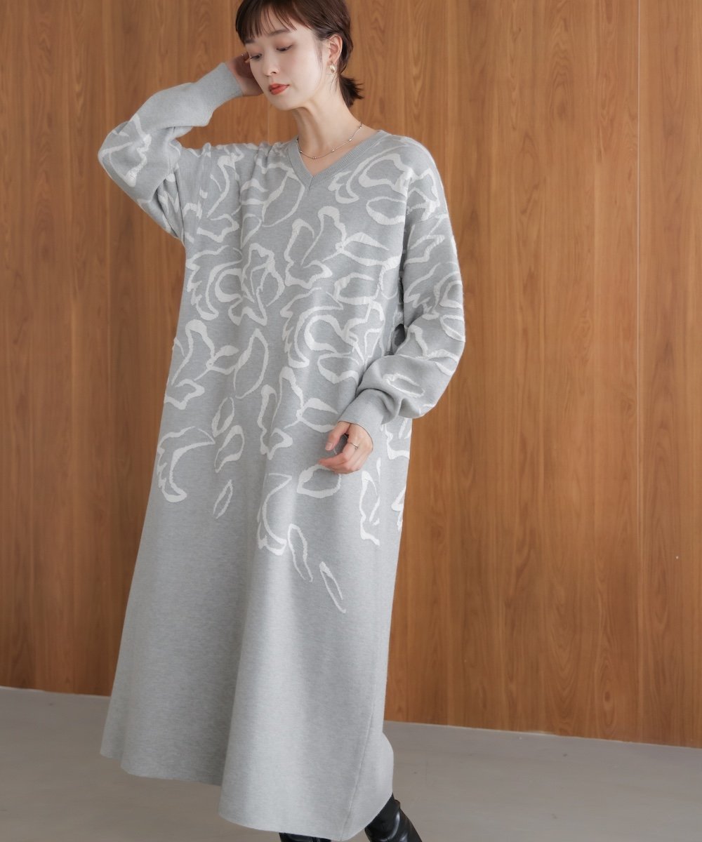 【バブ ブージュルード/Bab Bou Jeloud】の袋ジャガード柄マキシワンピース インテリア・キッズ・メンズ・レディースファッション・服の通販 founy(ファニー) 　ファッション　Fashion　レディースファッション　Fashion for Women　ワンピース　Dresses　マキシ丈ワンピース・ロングドレス　Maxi Dresses / Long One-Pieces　バランス　Balance, Style Balance　マキシ　Maxi, Full Length　ロング　Long, Long-Length　再入荷　Restock / Back in Stock　GRAY|ID: prp329100004775982 ipo3291000000034622350