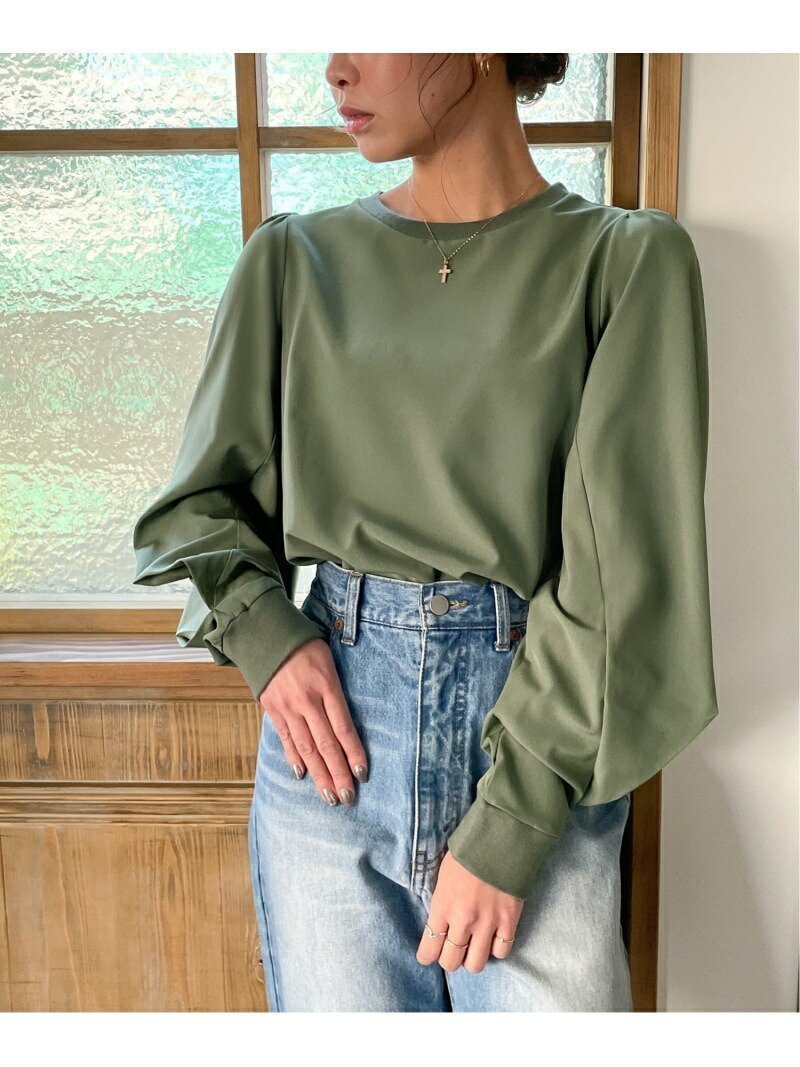 【ジュノア/JUNOAH】のパフスリーブボリューム長袖ブラウス インテリア・キッズ・メンズ・レディースファッション・服の通販 founy(ファニー) 　ファッション　Fashion　レディースファッション　Fashion for Women　トップス・カットソー　Cut & Sew Tops　シャツ・ブラウス・オフィスカジュアル　Elegant Blouses & Button-Ups　長袖　Long Sleeve, Full Sleeve　カーキ|ID: prp329100004775987 ipo3291000000034622378