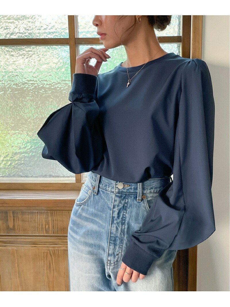 【ジュノア/JUNOAH】のパフスリーブボリューム長袖ブラウス インテリア・キッズ・メンズ・レディースファッション・服の通販 founy(ファニー) 　ファッション　Fashion　レディースファッション　Fashion for Women　トップス・カットソー　Cut & Sew Tops　シャツ・ブラウス・オフィスカジュアル　Elegant Blouses & Button-Ups　長袖　Long Sleeve, Full Sleeve　ネイビー|ID: prp329100004775987 ipo3291000000034622381