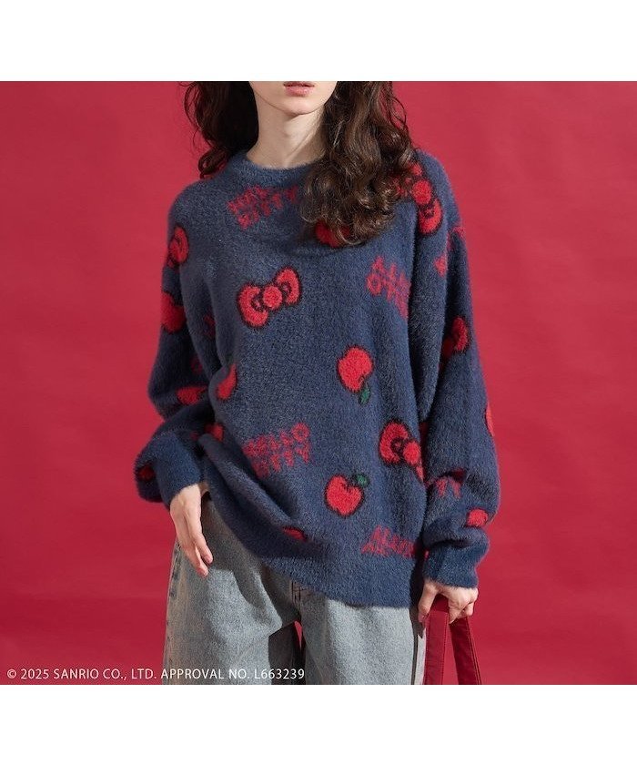 【フリークスストア/FREAK'S STORE】の「HELLO KITTY」 シャギー リボン 総柄 ニット 25AW インテリア・キッズ・メンズ・レディースファッション・服の通販 founy(ファニー) 　ファッション　Fashion　レディースファッション　Fashion for Women　トップス・カットソー　Cut & Sew Tops　ニット　Knit Tops & Sweaters　2025年　2025　2025-2026秋冬・A/W　Autumn/Winter 2025–26 AW25–26　冬　Winter / This Winter　とろみ　Fluid, Flowy Fabric　イラスト　Illustration　スペシャル　Special, Limited Edition　モチーフ　Motif, Design Theme　リボン　Ribbon, Bow　A/W・秋冬　Autumn/Winter　ネイビー|ID: prp329100004775991 ipo3291000000034937285