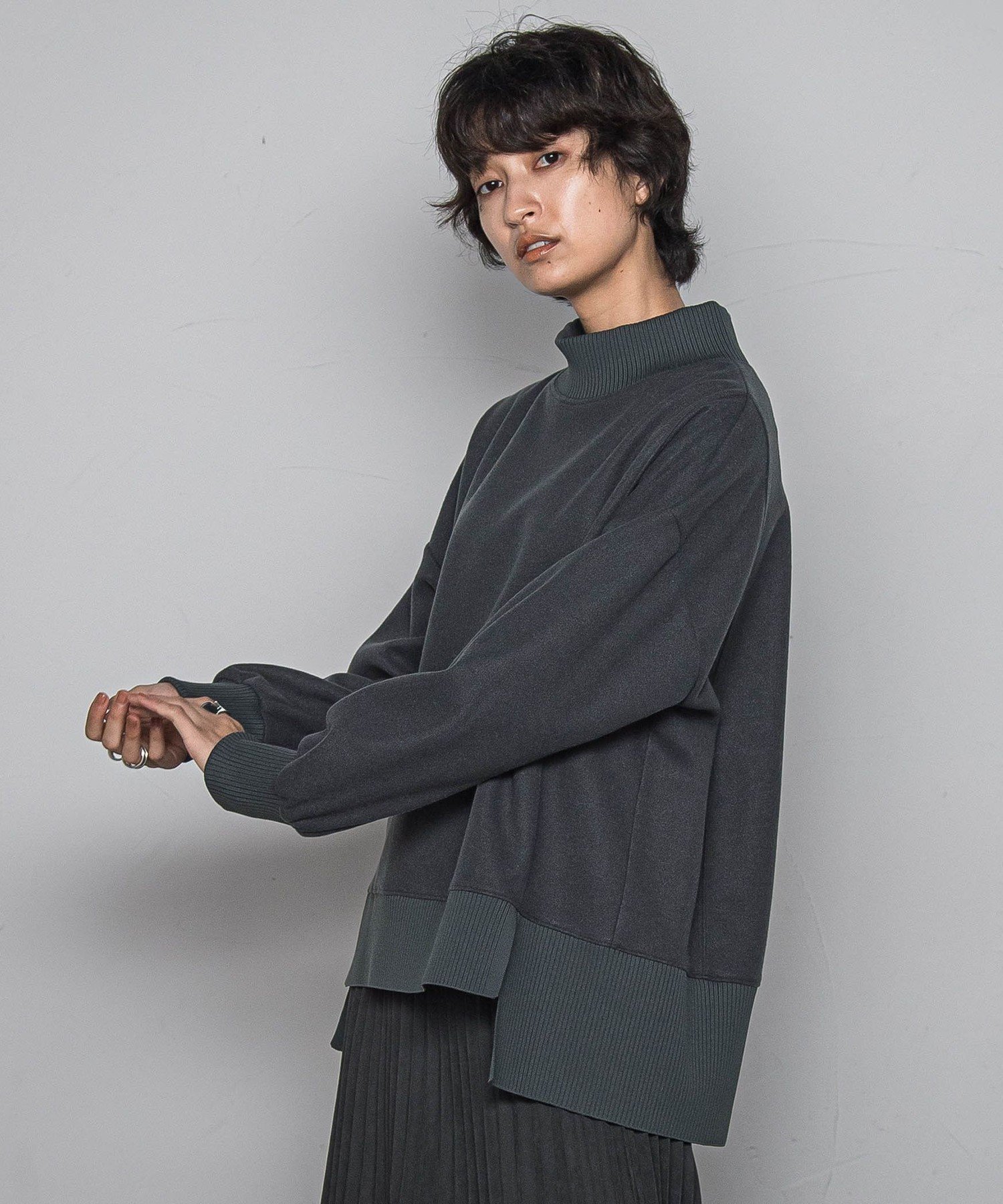 【メイソングレイ/MAYSON GREY】の【楽・美・軽】ハイネックプルオーバー≪手洗い可能≫ インテリア・キッズ・メンズ・レディースファッション・服の通販 founy(ファニー) 　ファッション　Fashion　レディースファッション　Fashion for Women　トップス・カットソー　Cut & Sew Tops　カジュアルプルオーバー・ニットトップス　Pullovers & Knit Tops / Casual Pullovers　ウォーム　Warm Fabric　キュロット　Culottes, Wide Shorts　長袖　Long Sleeve, Full Sleeve　ハイネック　High Neck, Mock Neck　バランス　Balance, Style Balance　パターン　Pattern, Design Print　ボトム　Bottoms, Lower Wear　リブニット　Rib Knit, Ribbed Knit　ワイド　Wide, Wide Fit　冬　Winter / This Winter　A/W・秋冬　Autumn/Winter　おすすめ　Recommended / Our Picks　2025年　2025　2025-2026秋冬・A/W　Autumn/Winter 2025–26 AW25–26　チャコールグレー|ID: prp329100004775994 ipo3291000000034622564