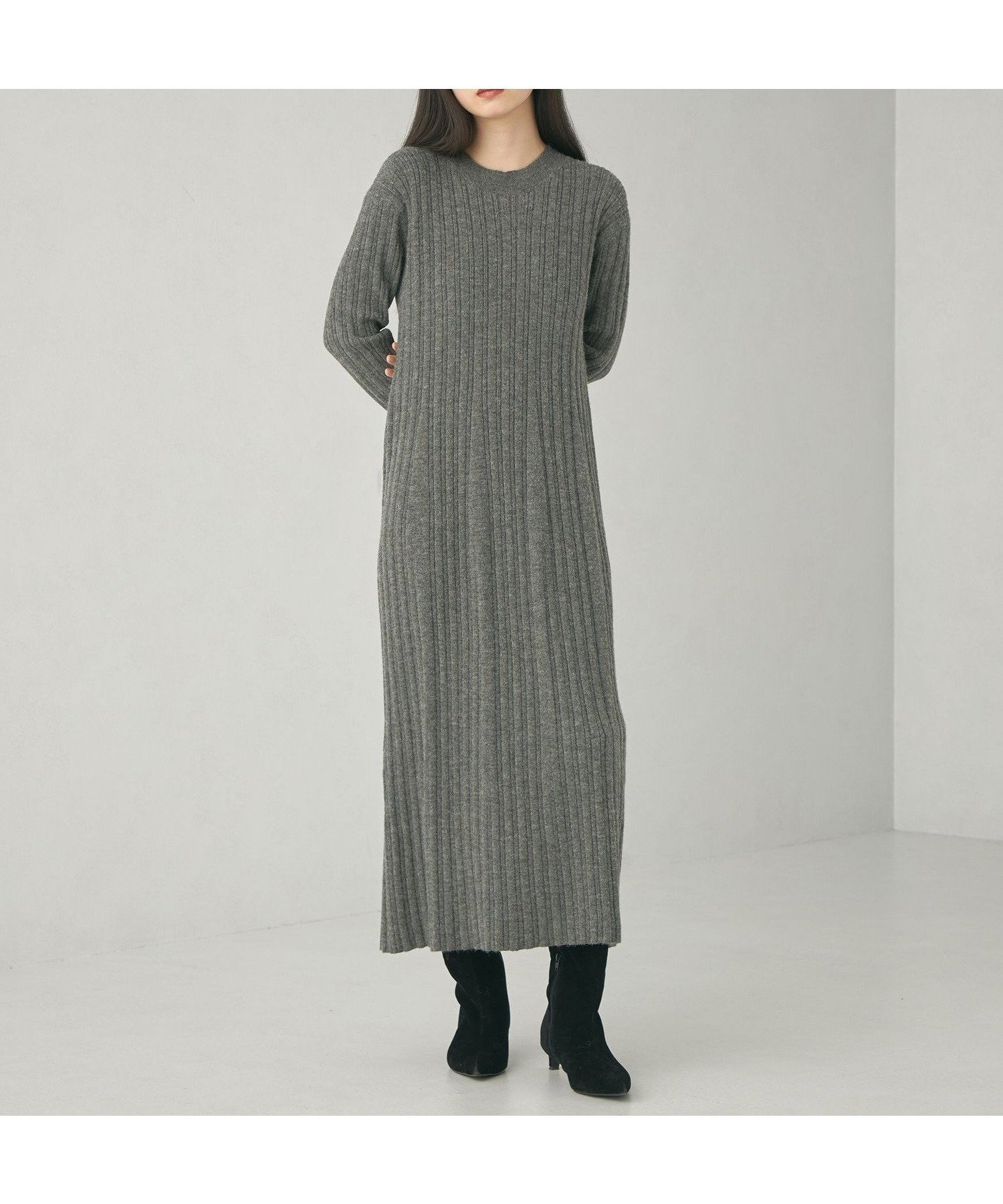 【ユナイテッドアローズ/UNITED ARROWS】のEMMEL REFINES EM バックリボン ニットワンピース インテリア・キッズ・メンズ・レディースファッション・服の通販 founy(ファニー) 　ファッション　Fashion　レディースファッション　Fashion for Women　ワンピース　Dresses　ニットワンピース　Knit Dresses　秋　Autumn　キャップ　Cap, Baseball Cap　ジャケット　Jacket, Outerwear　トレンド　Trend, Trending Now　フィット　Fit, Slim Fit　フェミニン　Feminine, Girly　フレア　Flare, Flared　ポインテッド　Pointed Toe, Sharp Toe　ランダム　Random, Irregular　リボン　Ribbon, Bow　冬　Winter / This Winter　アウトレット　Outlet / Clearance　おすすめ　Recommended / Our Picks　2024年　2024　2024-2025秋冬・A/W　Autumn/Winter 2024–25 AW24–25　DK.GRAY|ID: prp329100004776005 ipo3291000000034622699