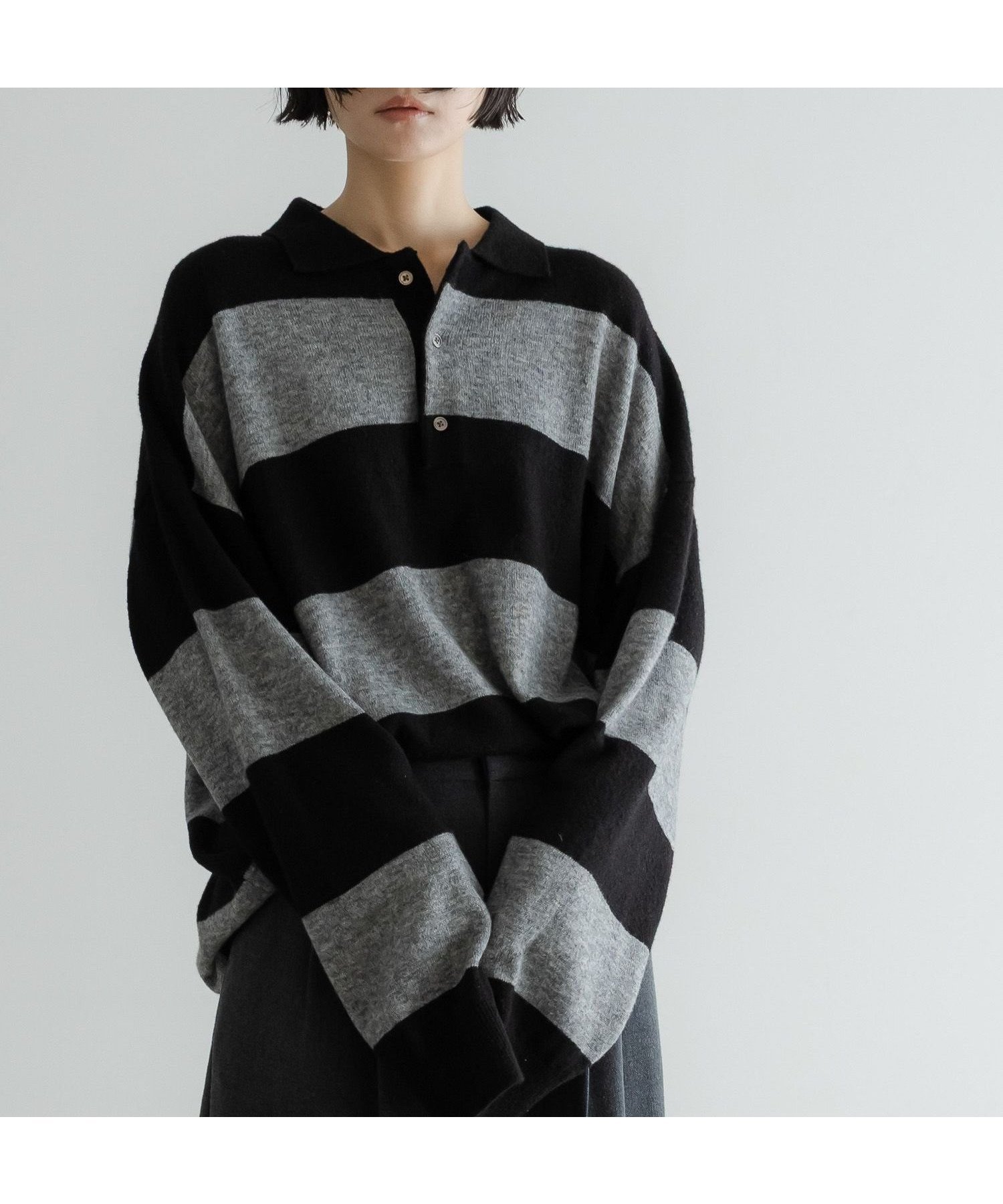 【ローリーズファーム/LOWRYS FARM】の【LFM】ハイゲージニットポロ インテリア・キッズ・メンズ・レディースファッション・服の通販 founy(ファニー) 　ファッション　Fashion　レディースファッション　Fashion for Women　トップス・カットソー　Cut & Sew Tops　ニット　Knit Tops & Sweaters　おすすめ　Recommended / Our Picks　インナー　Innerwear　シンプル　Simple, Minimal　ボトム　Bottoms, Lower Wear　ポロシャツ　Polo Shirt, Collared Tee　リラックス　Relax, Relaxed Fit　エレガント 上品　Elegant　ボーダー10|ID: prp329100004776017 ipo3291000000034622845