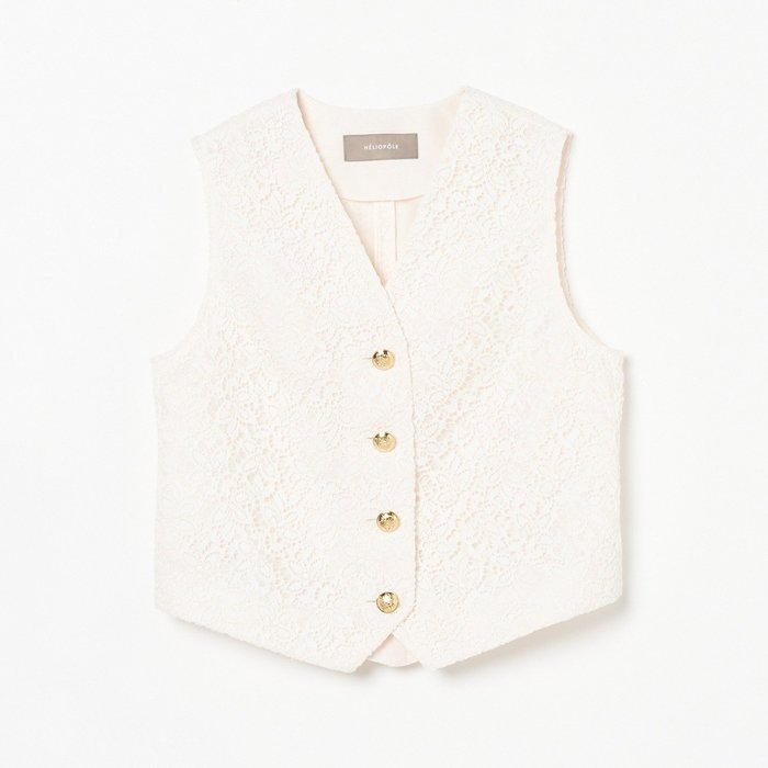 【エリオポール/heliopole】のEMBROIDERY LACE VEST インテリア・キッズ・メンズ・レディースファッション・服の通販 founy(ファニー) https://founy.com/ ファッション Fashion レディースファッション Fashion for Women アウター Coat / Outerwear Collection トップス・カットソー Cut & Sew Tops ベスト&ジレ / 重ね着スタイル Vests & Gilets コンパクト Compact, Small Size デニム Denim, Jeans Material レース Lace, Lace Fabric |ID: prp329100004776057 ipo3291000000034623306