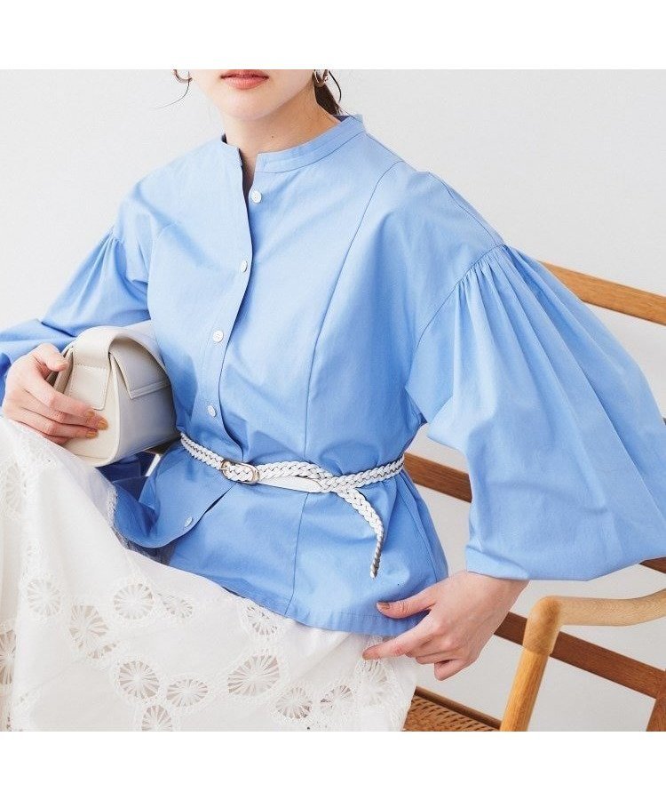 【アンタイトル/UNTITLED】の【体型カバー】タイプライター ボリュームスリーブシャツ インテリア・キッズ・メンズ・レディースファッション・服の通販 founy(ファニー) 　ファッション　Fashion　レディースファッション　Fashion for Women　トップス・カットソー　Cut & Sew Tops　シャツ・ブラウス・オフィスカジュアル　Elegant Blouses & Button-Ups　ボリューム袖・フリルスリーブブラウス　Voluminous & Ruffle Sleeves / Puffy Sleeve Tops　ギャザー　Gathered, Ruffled　クラシック　Classic, Timeless Style　シェイプ　Shape, Slim Fit　スマート　Smart, Elegant　スリーブ　Sleeve, Long Sleeve / Short Sleeve　タイプライター　Typewriter Fabric, Crisp Cotton　ドロップ　Drop Shoulder, Dropped Style　フォルム　Silhouette, Form　マニッシュ　Mannish, Boyish　モダン　Modern, Contemporary　ワッシャー　Washer, Crinkled Finish　ブルー|ID: prp329100004776061 ipo3291000000034623337