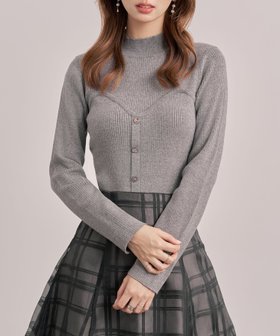 【セゾンドパピヨン/SAISON DE PAPILLON】のビスチェ風リブ編みニットトップス 人気、トレンドファッション・服の通販 founy(ファニー) ファッション Fashion レディースファッション Fashion for Women トップス・カットソー Cut & Sew Tops ニット Knit Tops & Sweaters ビスチェ Bustiers & Corset Tops / Layered Bustier Style トレンド Trend, Trending Now ドッキング Docking, Mixed Material ビスチェ Bustier, Corset Top リブニット Rib Knit, Ribbed Knit |ID:prp329100004776063