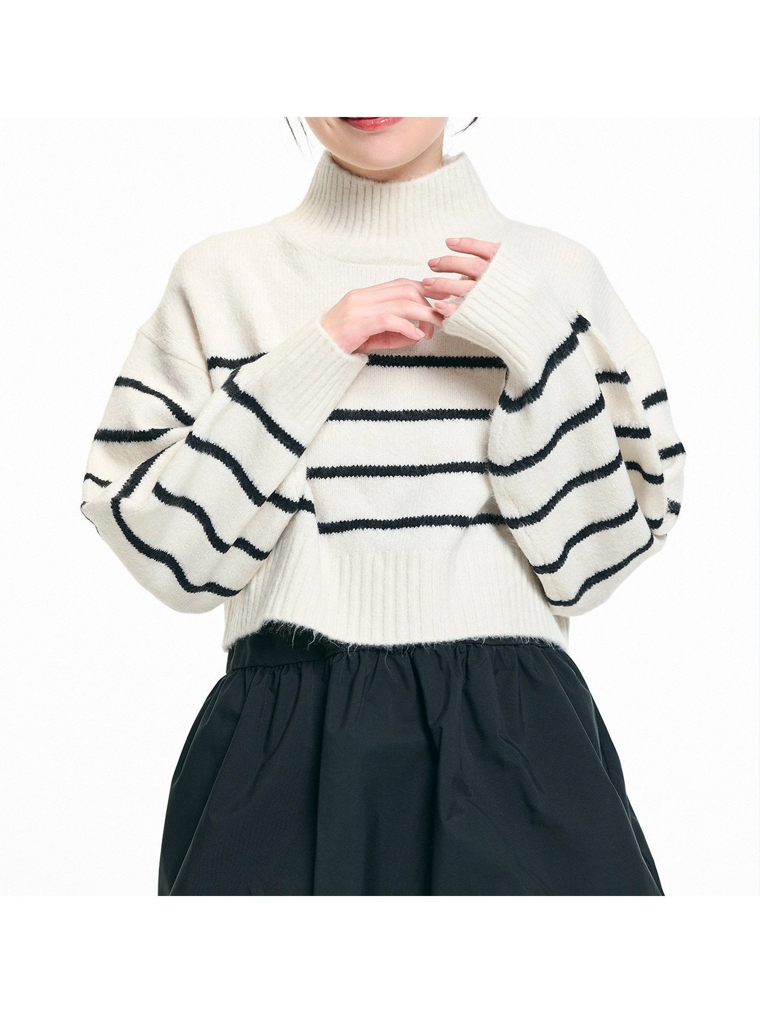 【コカ/COCA】の【新色追加】袖バルーンボトルネックニットトップス インテリア・キッズ・メンズ・レディースファッション・服の通販 founy(ファニー) 　ファッション　Fashion　レディースファッション　Fashion for Women　トップス・カットソー　Cut & Sew Tops　ニット　Knit Tops & Sweaters　クロップド　Cropped, Short Length　コンパクト　Compact, Small Size　シンプル　Simple, Minimal　スラックス　Slacks, Dress Pants　スリーブ　Sleeve, Long Sleeve / Short Sleeve　デニム　Denim, Jeans Material　トレンド　Trend, Trending Now　長袖　Long Sleeve, Full Sleeve　ハイネック　High Neck, Mock Neck　バルーン　Balloon, Balloon Silhouette　ボトルネック　Bottle Neck, Mock Neck　ポケット　Pocket, Pocket Detail　無地　Plain, Solid Color　ロング　Long, Long-Length　A/W・秋冬　Autumn/Winter　2025年　2025　2025-2026秋冬・A/W　Autumn/Winter 2025–26 AW25–26　Border|ID: prp329100004776112 ipo3291000000034623811