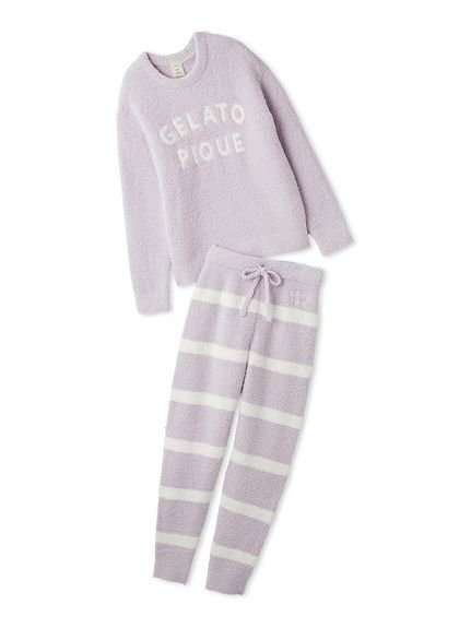 【ジェラート ピケ/gelato pique】のパウダーロゴジャガードプルオーバー ロングパンツセット インテリア・キッズ・メンズ・レディースファッション・服の通販 founy(ファニー) 　ファッション　Fashion　レディースファッション　Fashion for Women　パンツ　Pants & Trousers　スマート　Smart, Elegant　セットアップ　Set-Up, Coordinated Outfit　パウダー　Powder, Soft Tone　ボトム　Bottoms, Lower Wear　ボーダー　Border, Stripe　ラベンダー　Lavender　ロング　Long, Long-Length　冬　Winter / This Winter　おすすめ　Recommended / Our Picks　ギフト プレゼント　Gift / Present　LAV[071]|ID: prp329100004776119 ipo3291000000034730118