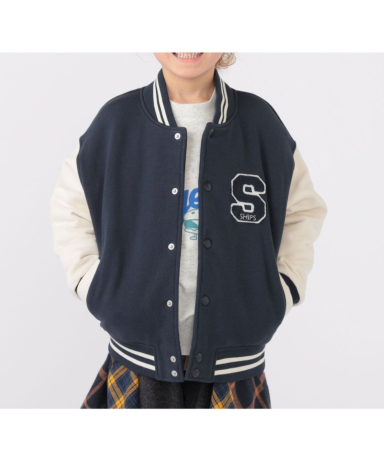 【シップス/SHIPS / KIDS】のSHIPS KIDS 100~130cm / スタジアム ジャケット インテリア・キッズ・メンズ・レディースファッション・服の通販 founy(ファニー) 　ファッション　Fashion　キッズファッション　Fashion for Kids　アウター　Coat Outerwear /Kids　カットソー　Cut and Sewn Top　シンプル　Simple, Minimal　ジャケット　Jacket, Outerwear　ロング　Long, Long-Length　春　Spring　秋　Autumn　軽量　Lightweight, Ultra Light　ネイビー|ID: prp329100004776204 ipo3291000000034624502