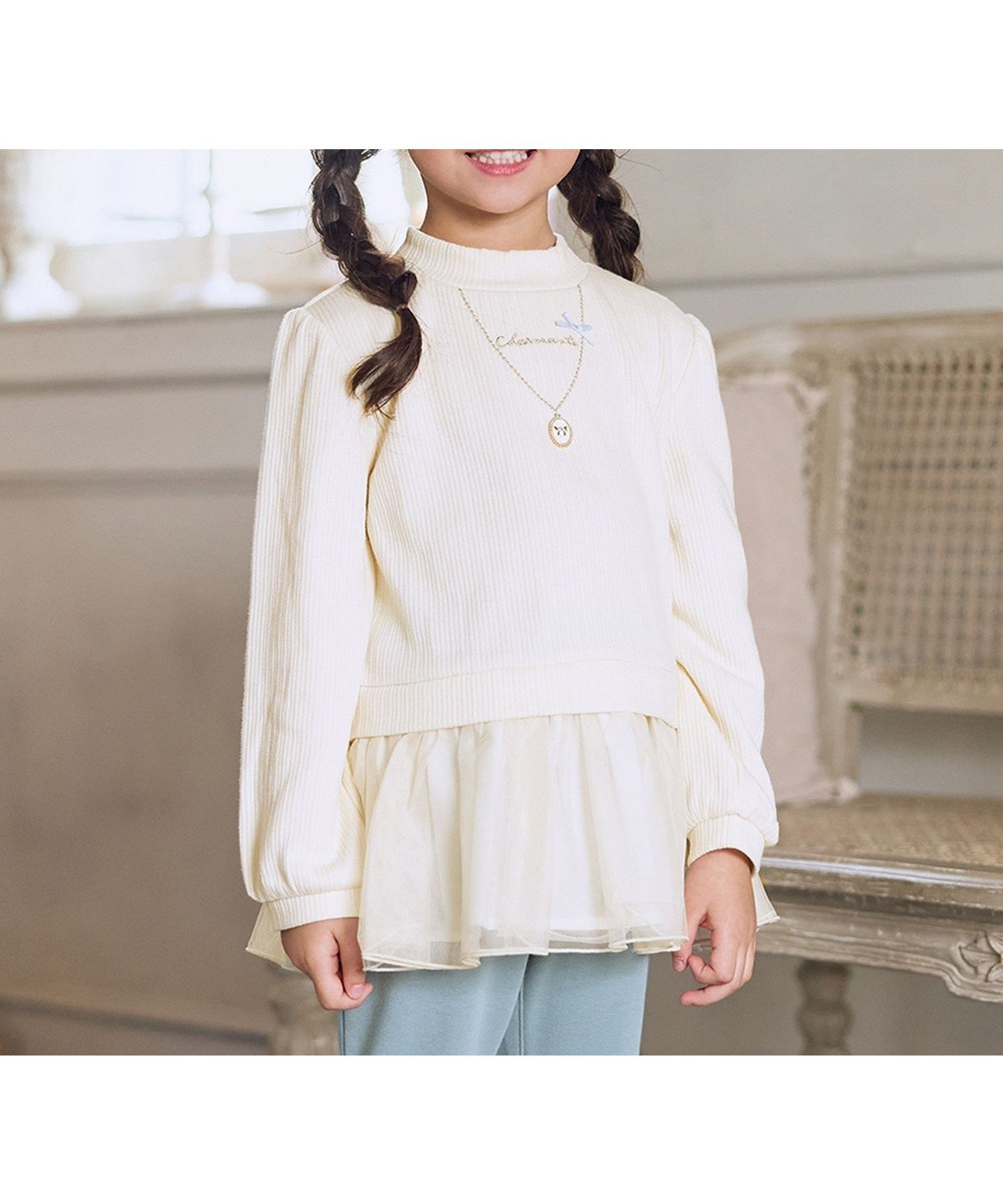 【エニー/ANY / KIDS】の裏起毛 ネックレス トレーナー インテリア・キッズ・メンズ・レディースファッション・服の通販 founy(ファニー) 　ファッション　Fashion　キッズファッション　Fashion for Kids　チュール　Tulip, Tulip Motif　トレーナー　Sweatshirt, Trainer　ネックレス　Necklace, Pendant Necklace　ポケット　Pocket, Pocket Detail　エレガント 上品　Elegant　冬　Winter / This Winter　ホワイト[001]|ID: prp329100004776211 ipo3291000000034624574