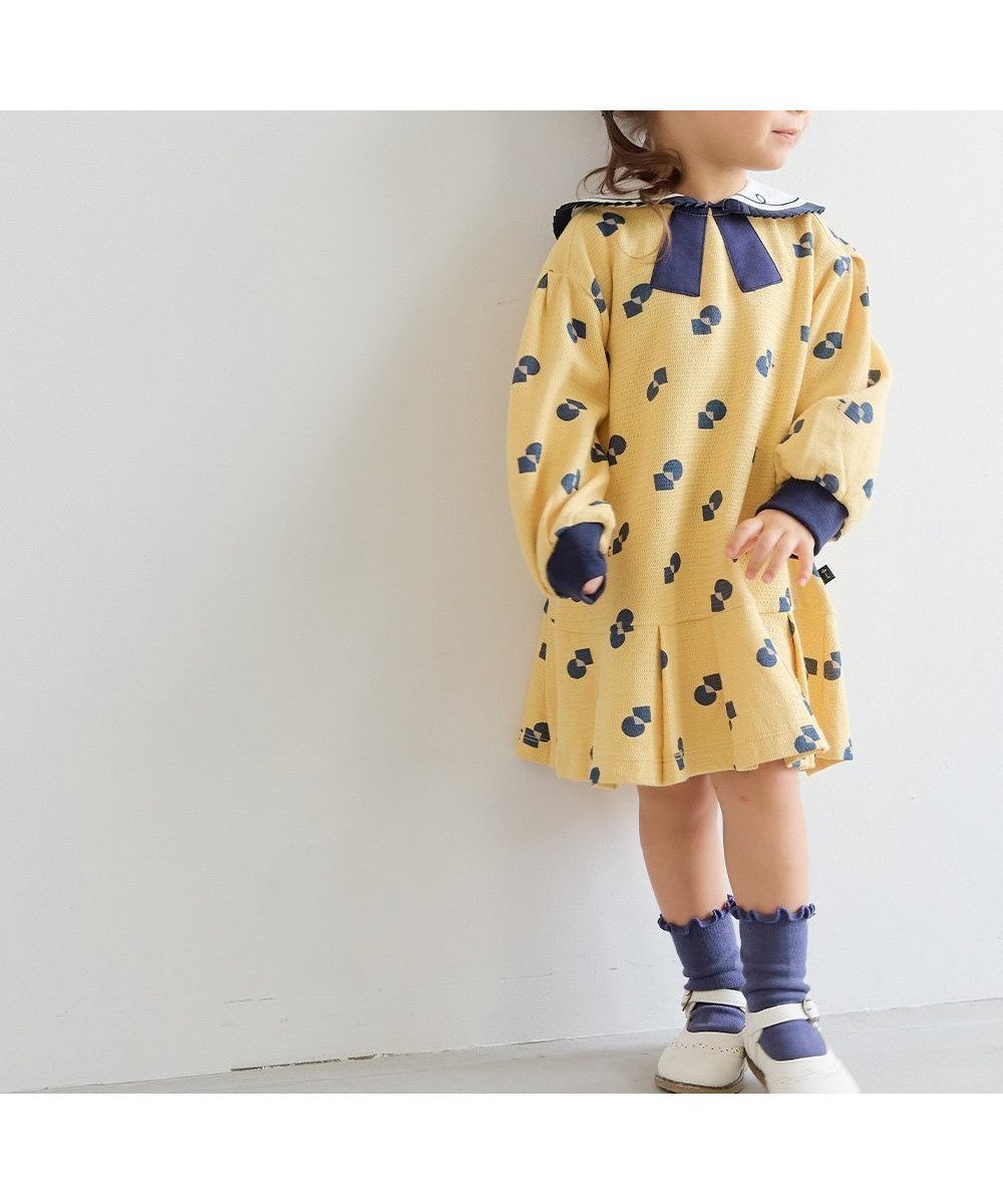 【モイモルン/moimoln / KIDS】のサークルジャカードワンピース インテリア・キッズ・メンズ・レディースファッション・服の通販 founy(ファニー) 　ファッション　Fashion　キッズファッション　Fashion for Kids　ワンピース　Dresses　おすすめ　Recommended / Our Picks　イエロー　Yellow　グラフィック　Graphic, Graphic Design　セットアップ　Set-Up, Coordinated Outfit　プリーツ　Pleats, Pleated　エレガント 上品　Elegant　長袖　Long Sleeve, Full Sleeve　イエロー|ID: prp329100004776217 ipo3291000000034624681