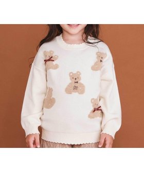 【ベベ オンライン ストア/BEBE ONLINE STORE / KIDS】の【ウォッシャブル加工】クマウサギアニマルモチーフ縁スカラップニットトップス(80~130cm) 人気、トレンドファッション・服の通販 founy(ファニー) ファッション Fashion キッズファッション Fashion for Kids トップス・カットソー Cut & Sew Tops ウォッシャブル Machine Washable 秋 Autumn スカラップ Scallop, Scalloped Edge チェック Check, Plaid, Tartan バランス Balance, Style Balance フレンチ French, French Style フロント Front, Front Design ベロア Velour, Soft Velvet ミックス Mix, Mixed Style モチーフ Motif, Design Theme リボン Ribbon, Bow A/W・秋冬 Autumn/Winter エレガント 上品 Elegant 2025年 2025 2025-2026秋冬・A/W Autumn/Winter 2025–26 AW25–26 |ID:prp329100004776233