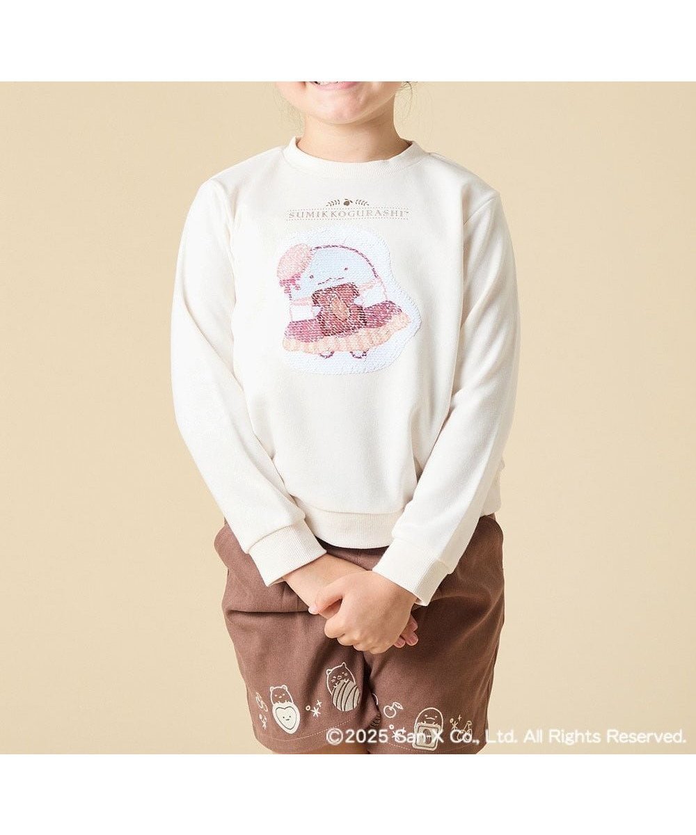 【アー ヴェー ヴェー/a.v.v / KIDS】の100-140 【a.v.v限定デザイン/アートが変わるスパンコール/しろくまとねこ/とかげとぺんぎん】すみっコぐらしスパンコールトレーナー インテリア・キッズ・メンズ・レディースファッション・服の通販 founy(ファニー) 　ファッション　Fashion　キッズファッション　Fashion for Kids　秋　Autumn　キャラクター　Character, Licensed Characters　キュロット　Culottes, Wide Shorts　ショート　Short, Short Length　シンプル　Simple, Minimal　スウェット / スエット　Sweatshirt, Sweatwear　スパンコール　Sequins, Sequin Embellishment　トレーナー　Sweatshirt, Trainer　人気　Popular, Best Seller　フレア　Flare, Flared　ボトム　Bottoms, Lower Wear　ミニスカート　Mini Skirt, Short Skirt　再入荷　Restock / Back in Stock　おすすめ　Recommended / Our Picks　アイボリー|ID: prp329100004776261 ipo3291000000034625199