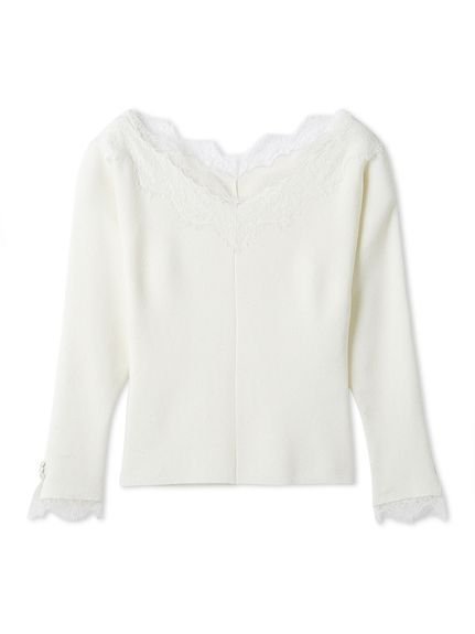 【セルフォード/CELFORD】のレーストリムリブニットプルオーバー インテリア・キッズ・メンズ・レディースファッション・服の通販 founy(ファニー) 　ファッション　Fashion　レディースファッション　Fashion for Women　トップス・カットソー　Cut & Sew Tops　ニット　Knit Tops & Sweaters　カジュアルプルオーバー・ニットトップス　Pullovers & Knit Tops / Casual Pullovers　おすすめ　Recommended / Our Picks　インナー　Innerwear　ウェーブ　Wavy Pattern　ストレート　Straight, Straight Cut　スパンコール　Sequins, Sequin Embellishment　スマート　Smart, Elegant　レース　Lace, Lace Fabric　エレガント 上品　Elegant　A/W・秋冬　Autumn/Winter　IVR[003]|ID: prp329100004776384 ipo3291000000034787384