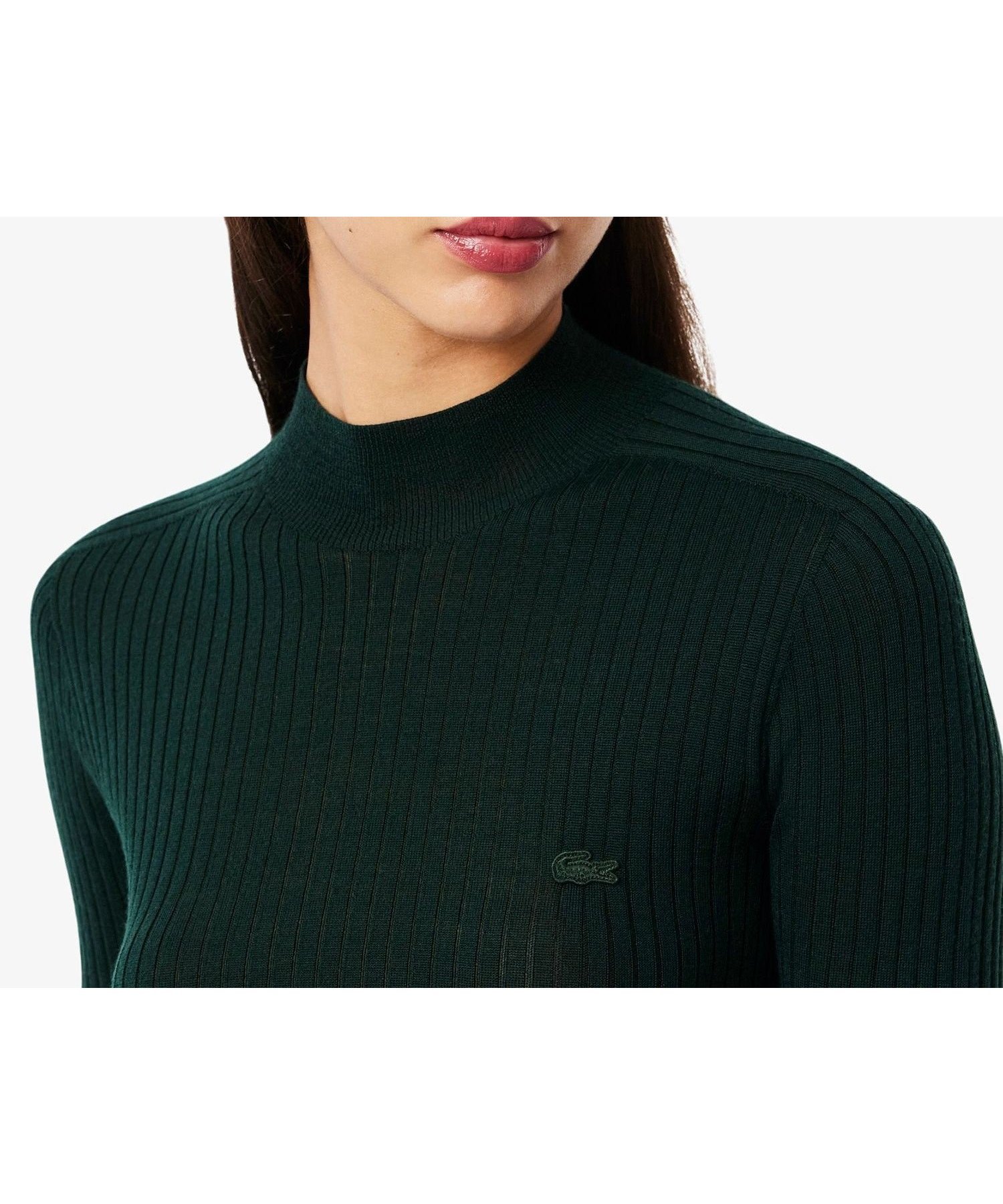 【ラコステ/LACOSTE】の3Dニッティングハイネック メリノウール ハイゲージニットセーター インテリア・キッズ・メンズ・レディースファッション・服の通販 founy(ファニー) 　ファッション　Fashion　レディースファッション　Fashion for Women　トップス・カットソー　Cut & Sew Tops　ニット　Knit Tops & Sweaters　ダークグリーン|ID: prp329100004776396 ipo3291000000034626252