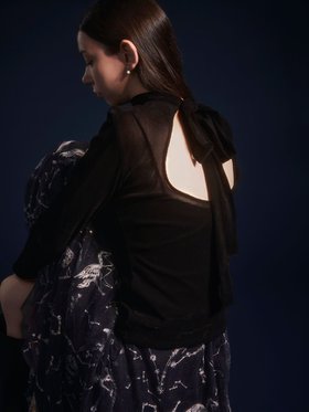 【フレイ アイディー/FRAY I.D】のバックオープンフロッキーチュールトップス 人気、トレンドファッション・服の通販 founy(ファニー) ファッション Fashion レディースファッション Fashion for Women トップス・カットソー Cut & Sew Tops キャミソール Camisole, Spaghetti Strap Top シンプル Simple, Minimal スマート Smart, Elegant チュール Tulip, Tulip Motif 人気 Popular, Best Seller ハイネック High Neck, Mock Neck ビッグ Big, Oversized フェミニン Feminine, Girly フロント Front, Front Design ベロア Velour, Soft Velvet リボン Ribbon, Bow A/W・秋冬 Autumn/Winter |ID:prp329100004776468