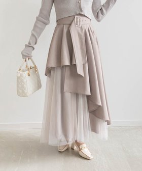 【ランダ/RANDA】のチュールドッキングフレアスカート 人気、トレンドファッション・服の通販 founy(ファニー) ファッション Fashion レディースファッション Fashion for Women スカート Skirts Aライン・フレアスカート A-Line & Flared Skirts アシンメトリー Asymmetrical Style コンパクト Compact, Small Size チュール Tulip, Tulip Motif ドッキング Docking, Mixed Material フェミニン Feminine, Girly |ID:prp329100004776946