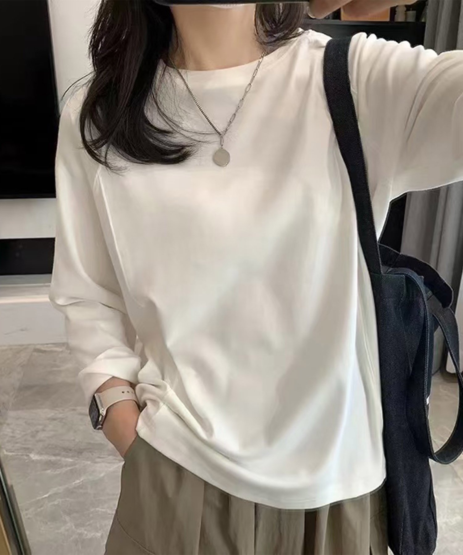 【アイモハ/aimoha】の【BANICO】ラグランスリーブコットンロングTシャツ インテリア・キッズ・メンズ・レディースファッション・服の通販 founy(ファニー) 　ファッション　Fashion　レディースファッション　Fashion for Women　トップス・カットソー　Cut & Sew Tops　シャツ・ブラウス・オフィスカジュアル　Elegant Blouses & Button-Ups　ロングTシャツ・Tシャツ　Longline T-Shirts & Tees　おすすめ　Recommended / Our Picks　シンプル　Simple, Minimal　スリーブ　Sleeve, Long Sleeve / Short Sleeve　デニム　Denim, Jeans Material　フェミニン　Feminine, Girly　ラウンド　Round, Round Neck　リラックス　Relax, Relaxed Fit　ロング　Long, Long-Length　ホワイト|ID: prp329100004776995 ipo3291000000034632419