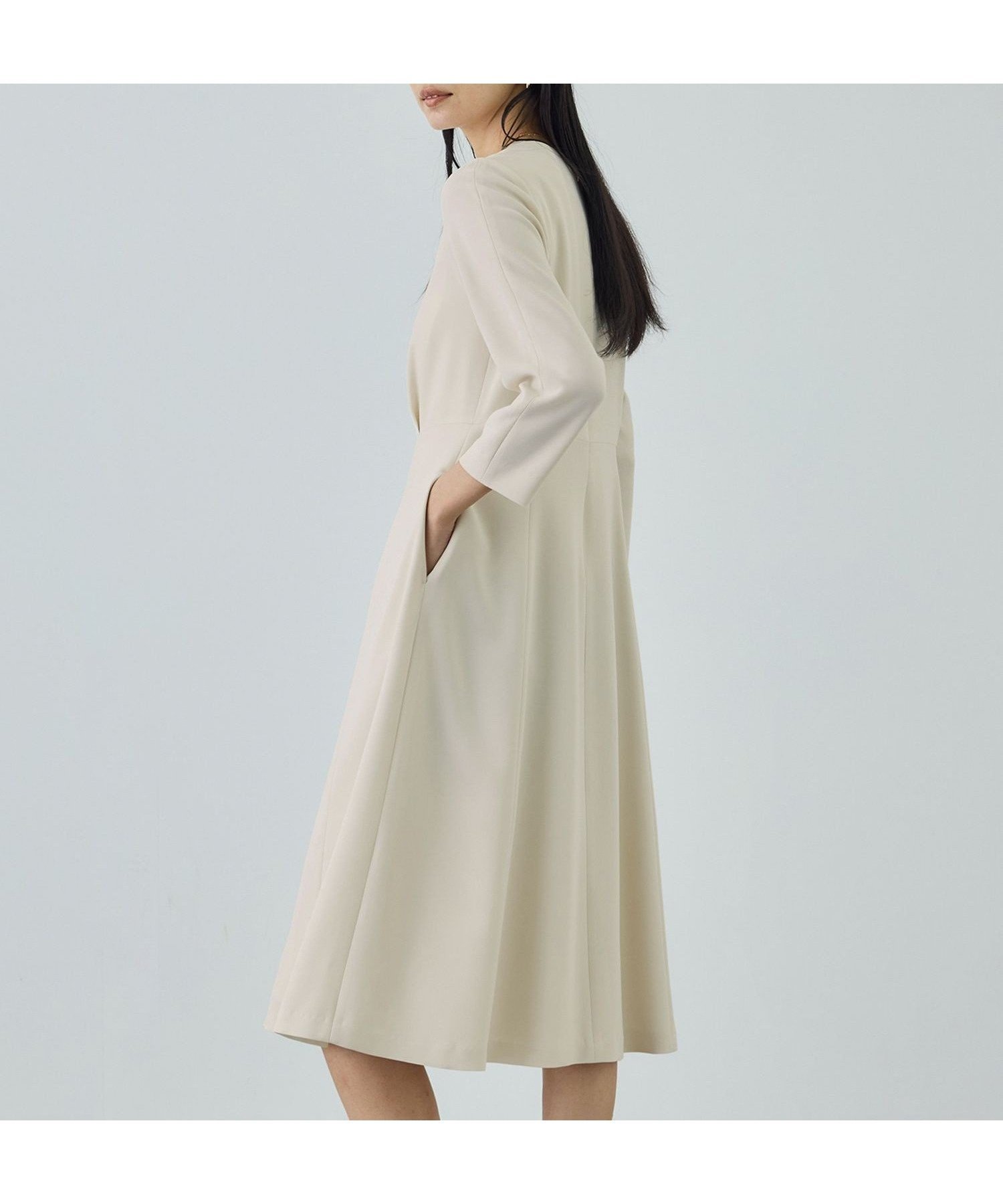 【ロペ/ROPE'】のトリアセダブルクロス セミフレアーワンピース/イージーケア・セットアップ対応・26SS インテリア・キッズ・メンズ・レディースファッション・服の通販 founy(ファニー) 　ファッション　Fashion　レディースファッション　Fashion for Women　ワンピース　Dresses　ジャケット　Jacket, Outerwear　ツイード　Twill, Twill Weave　ペプラム　Peplum, Flared Hem　ポケット　Pocket, Pocket Detail　ワイド　Wide, Wide Fit　おすすめ　Recommended / Our Picks　セレモニー　Ceremony　ビジネス 仕事 通勤　Business / Work / Commuting　2026年　2026　ベージュ(27)|ID: prp329100004777015 ipo3291000000034632659