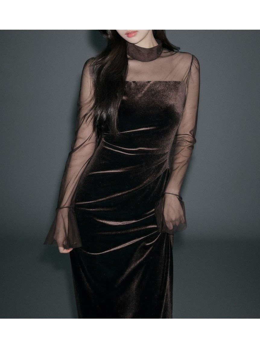 【スナイデル/SNIDEL】のシアードッキングベロアドレス インテリア・キッズ・メンズ・レディースファッション・服の通販 founy(ファニー) 　ファッション　Fashion　レディースファッション　Fashion for Women　トップス・カットソー　Cut & Sew Tops　ベロアトップス　Velour Tops / Velvet-Look Items　ワンピース　Dresses　フォーマル・パーティードレス・結婚式用ドレス　Elegant & Casual Dresses　ウェーブ　Wavy Pattern　エレガント 上品　Elegant　ジュエリー　Jewelry, Accessories　ストレッチ　Stretch, Stretchy Fabric　ストレート　Straight, Straight Cut　スマート　Smart, Elegant　ドレス　Dress, One-Piece　ドレープ　Drape, Draping Fabric　バランス　Balance, Style Balance　ベロア　Velour, Soft Velvet　リボン　Ribbon, Bow　おすすめ　Recommended / Our Picks　BRW[058]|ID: prp329100004777018 ipo3291000000034632701