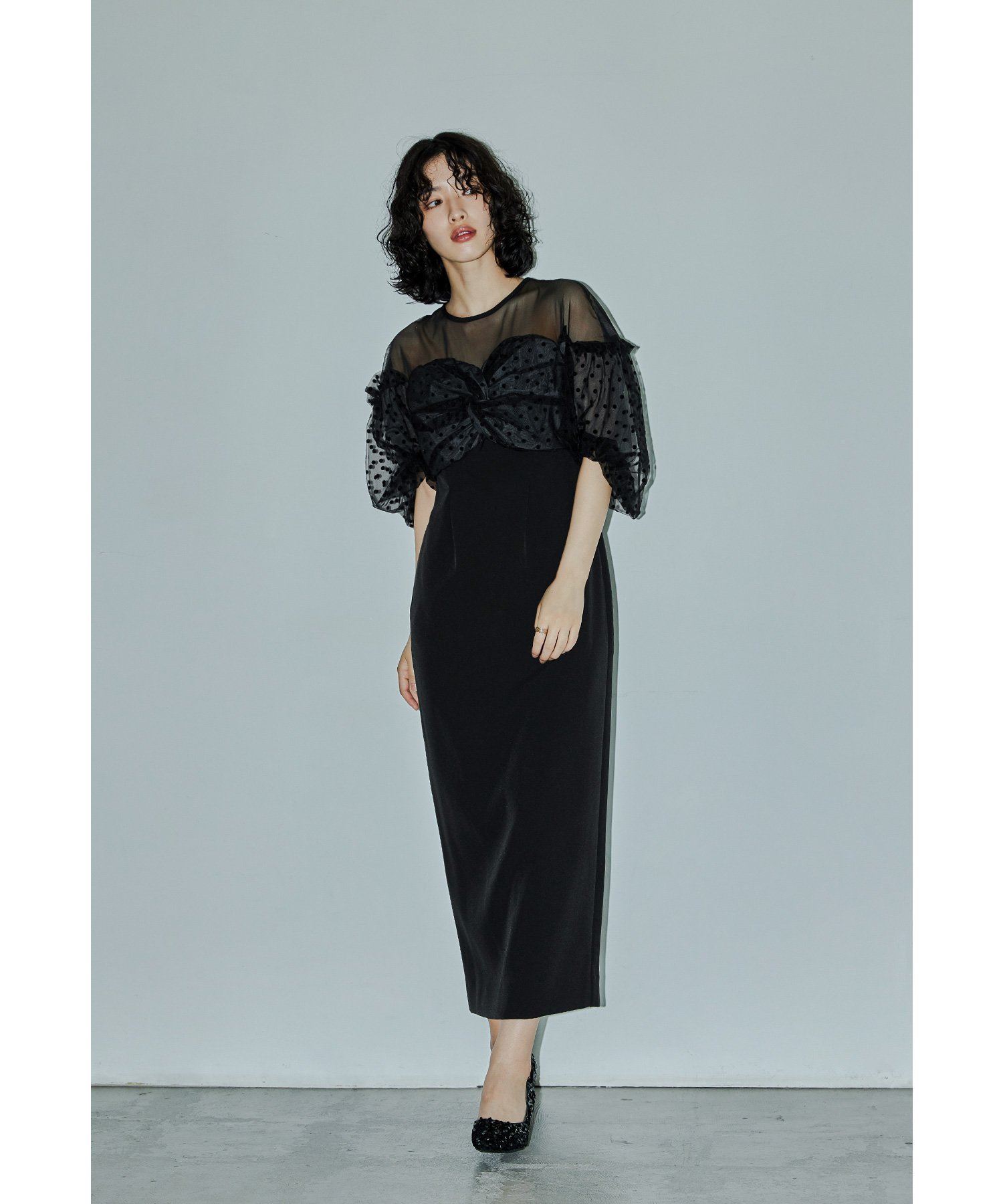 【ビーフラット/bflat】のフロッキードットワンピース パーティードレス オケージョンドレス 結婚式 二次会 インテリア・キッズ・メンズ・レディースファッション・服の通販 founy(ファニー) 　ファッション　Fashion　レディースファッション　Fashion for Women　ワンピース　Dresses　フォーマル・パーティードレス・結婚式用ドレス　Elegant & Casual Dresses　エアリー　Airy Texture　シアー　Sheer, See-Through　チュール　Tulip, Tulip Motif　デコルテ　Décolleté, Neckline　ドット　Polka Dot, Dot Pattern　ドレス　Dress, One-Piece　人気　Popular, Best Seller　ポケット　Pocket, Pocket Detail　無地　Plain, Solid Color　おすすめ　Recommended / Our Picks　結婚式　Wedding　披露宴　Wedding Reception　二次会　After Party　ブラック|ID: prp329100004777023 ipo3291000000034632852