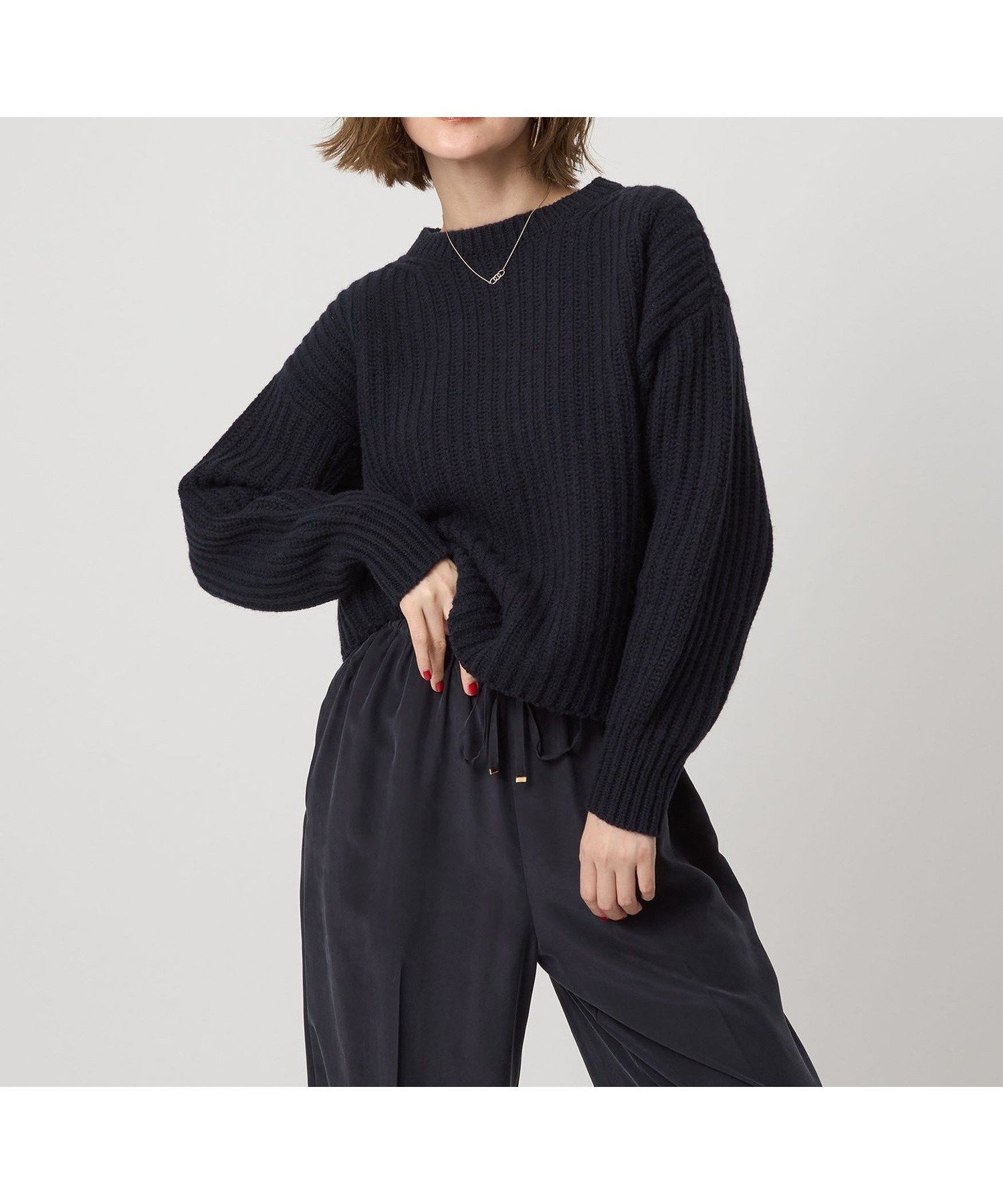 【ユナイテッドアローズ/UNITED ARROWS】のconte アゼ クルーネックニット インテリア・キッズ・メンズ・レディースファッション・服の通販 founy(ファニー) 　ファッション　Fashion　レディースファッション　Fashion for Women　トップス・カットソー　Cut & Sew Tops　ニット　Knit Tops & Sweaters　おすすめ　Recommended / Our Picks　畦　Ribbed Knit　NAVY|ID: prp329100004777070 ipo3291000000034633861