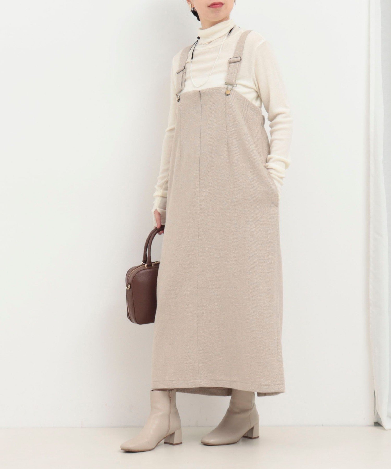 【フレディ&グロスター/FREDY&GLOSTER】のヘリンボーンナロージャンスカ インテリア・キッズ・メンズ・レディースファッション・服の通販 founy(ファニー) 　ファッション　Fashion　レディースファッション　Fashion for Women　クラシック　Classic, Timeless Style　今季　This Season, Current Season　バランス　Balance, Style Balance　フィット　Fit, Slim Fit　フロント　Front, Front Design　ポケット　Pocket, Pocket Detail　リブニット　Rib Knit, Ribbed Knit　おすすめ　Recommended / Our Picks　エレガント 上品　Elegant　2025年　2025　2025-2026秋冬・A/W　Autumn/Winter 2025–26 AW25–26　ベージュ|ID: prp329100004777089 ipo3291000000035161494