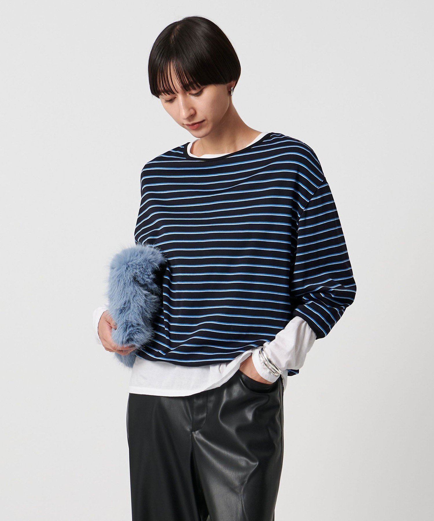 【ユナイテッドアローズ/UNITED ARROWS】のLIGHT フライス カットソー インテリア・キッズ・メンズ・レディースファッション・服の通販 founy(ファニー) 　ファッション　Fashion　レディースファッション　Fashion for Women　トップス・カットソー　Cut & Sew Tops　カットソー・ベーシックTシャツ　Cut-and-Sewn Tops / Stretch Tees & Basics　カットソー　Cut and Sewn Top　デニム　Denim, Jeans Material　フォルム　Silhouette, Form　ボーダー　Border, Stripe　ワイド　Wide, Wide Fit　その他7|ID: prp329100004777138 ipo3291000000034635248