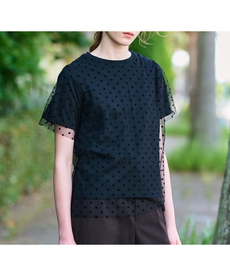 【ドレステリア/DRESSTERIOR】の【洗える/シアー素材】ドットチュールレイヤードTシャツ 人気、トレンドファッション・服の通販 founy(ファニー) 　ファッション　Fashion　レディースファッション　Fashion for Women　トップス・カットソー　Cut & Sew Tops　シャツ・ブラウス・オフィスカジュアル　Elegant Blouses & Button-Ups　ロングTシャツ・Tシャツ　Longline T-Shirts & Tees　インナー　Innerwear　コンパクト　Compact, Small Size　シアー　Sheer, See-Through　スマート　Smart, Elegant　チュール　Tulip, Tulip Motif　ドット　Polka Dot, Dot Pattern　プリント　Print, Printed Pattern　洗える　Machine Washable　 other-1|ID: prp329100004777169 ipo3291000000034636482