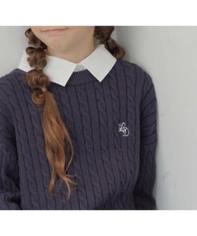 【グローバルワーク/GLOBAL WORK / KIDS】のメルティ襟付きケーブルプルオーバー/キッズ/593433 人気、トレンドファッション・服の通販 founy(ファニー) ファッション Fashion キッズファッション Fashion for Kids トップス・カットソー Cut & Sew Tops おすすめ Recommended / Our Picks ガーリー Girly, Feminine Style コンパクト Compact, Small Size ショート Short, Short Length デニム Denim, Jeans Material ワイド Wide, Wide Fit 人気 Popular, Best Seller |ID:prp329100004777196