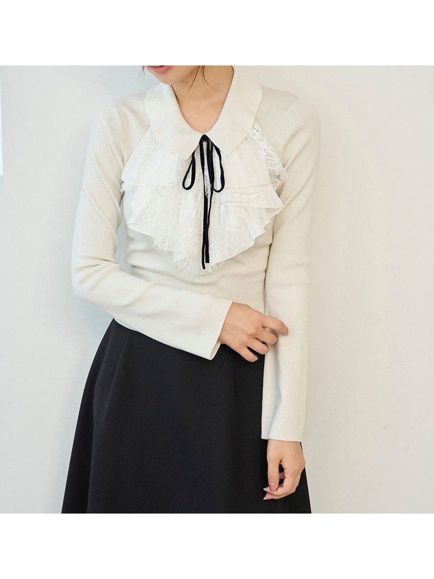 【スナイデル/SNIDEL】のSustainableレイヤードラッフルニットプルオーバー インテリア・キッズ・メンズ・レディースファッション・服の通販 founy(ファニー) 　ファッション　Fashion　レディースファッション　Fashion for Women　トップス・カットソー　Cut & Sew Tops　ニット　Knit Tops & Sweaters　カジュアルプルオーバー・ニットトップス　Pullovers & Knit Tops / Casual Pullovers　ウェーブ　Wavy Pattern　クラシカル　Classical, Vintage-Inspired　スマート　Smart, Elegant　フィット　Fit, Slim Fit　プリーツ　Pleats, Pleated　ベロア　Velour, Soft Velvet　モダン　Modern, Contemporary　リボン　Ribbon, Bow　おすすめ　Recommended / Our Picks　エレガント 上品　Elegant　IVR[003]|ID: prp329100004777285 ipo3291000000034638764